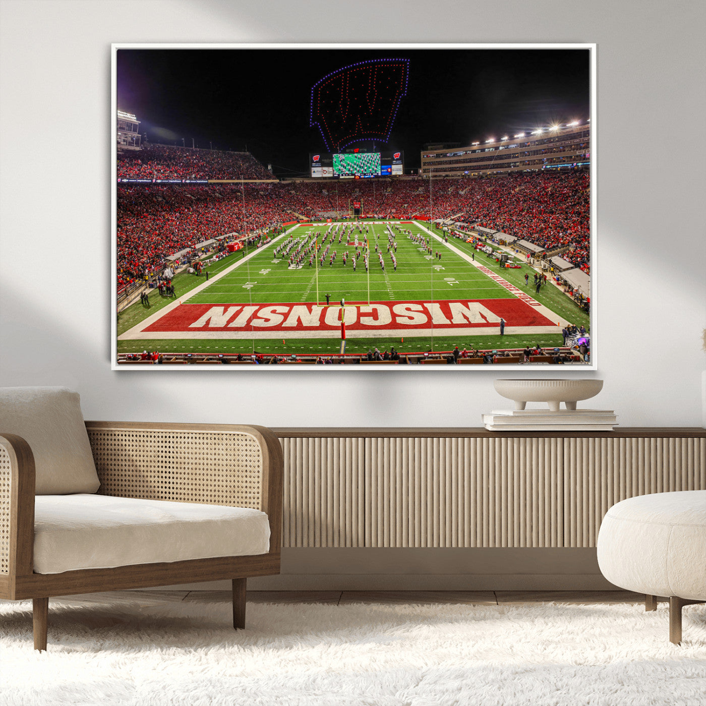 34125-MGV-CV-36X24-Wisconsin Badgers Football Team Print Canvas- Madison Camp Randall Stadium Wall Art Canvas Print
