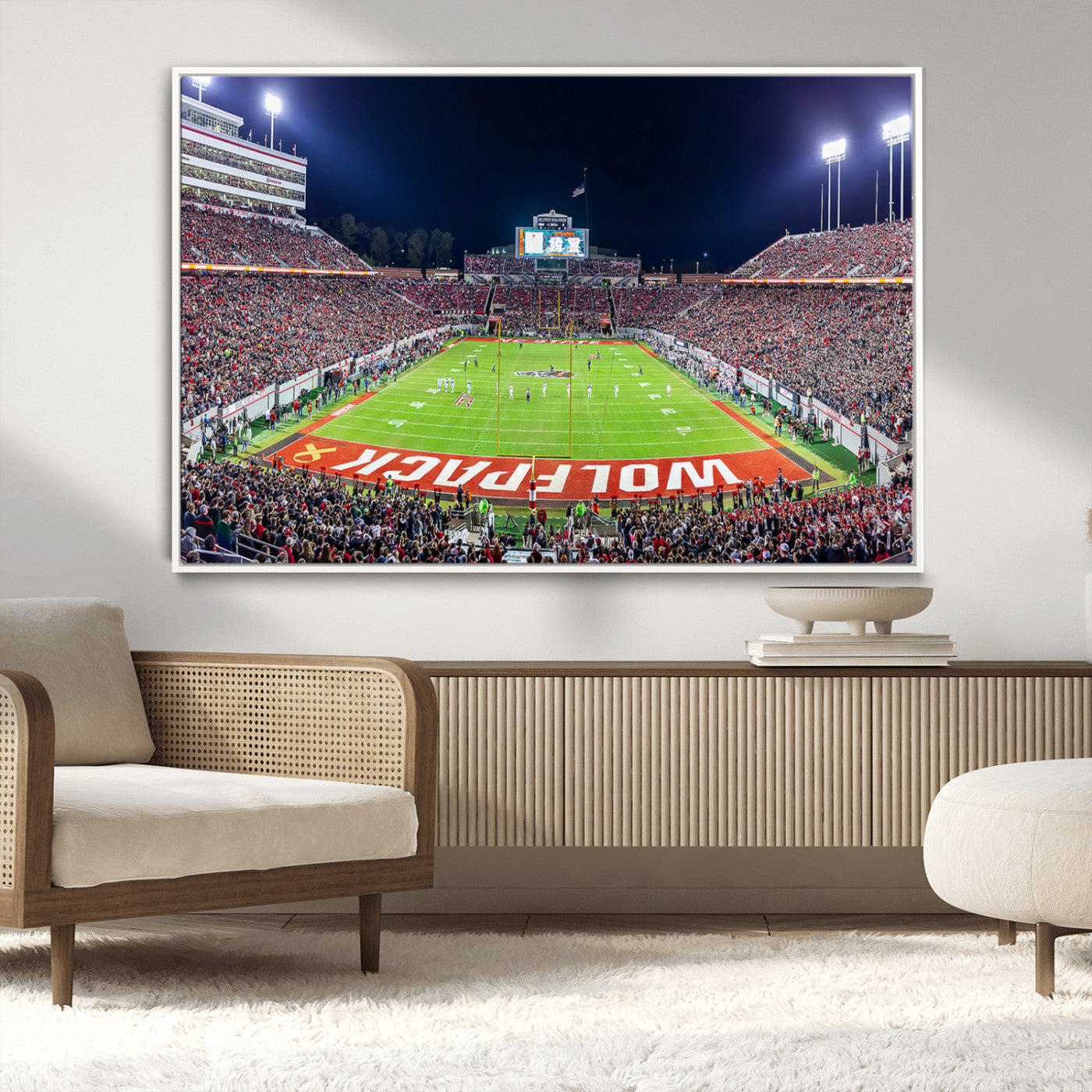 80943-MGV-CV-36X24-Wolfpack Football Team Print - Raleigh Carter-Finley Stadium Wall Art Canvas Print