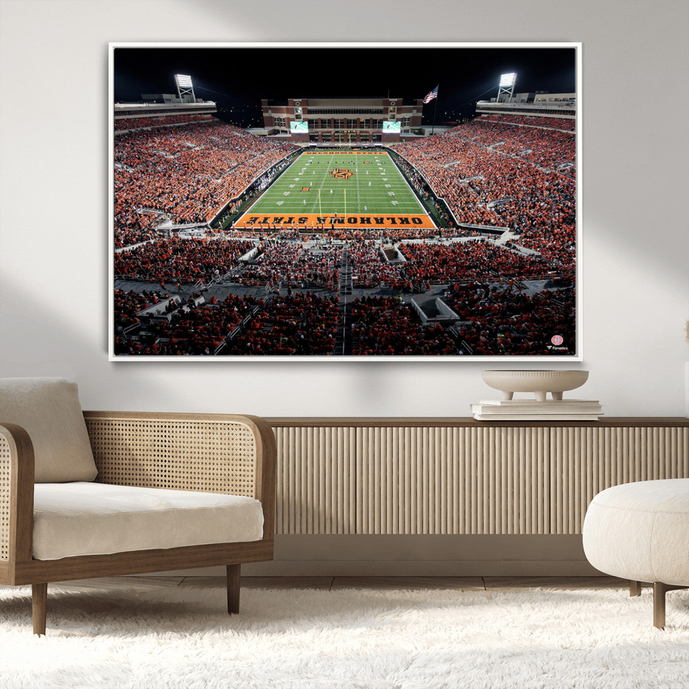 81675-MGV-CV-36X24-Boone Pickens Stadium Wall Art Oklahoma State Cowboys Print Framed Sports Canvas Art for Home, Office, Living Room