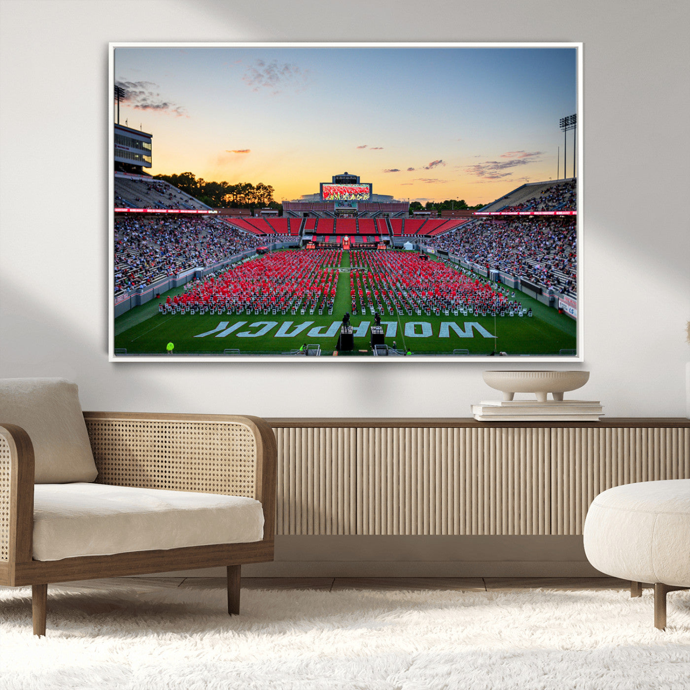 -NC State Wolfpack Football Team Print Wall Art - Raleigh Carter-Finley Stadium Wall Art Canvas Print