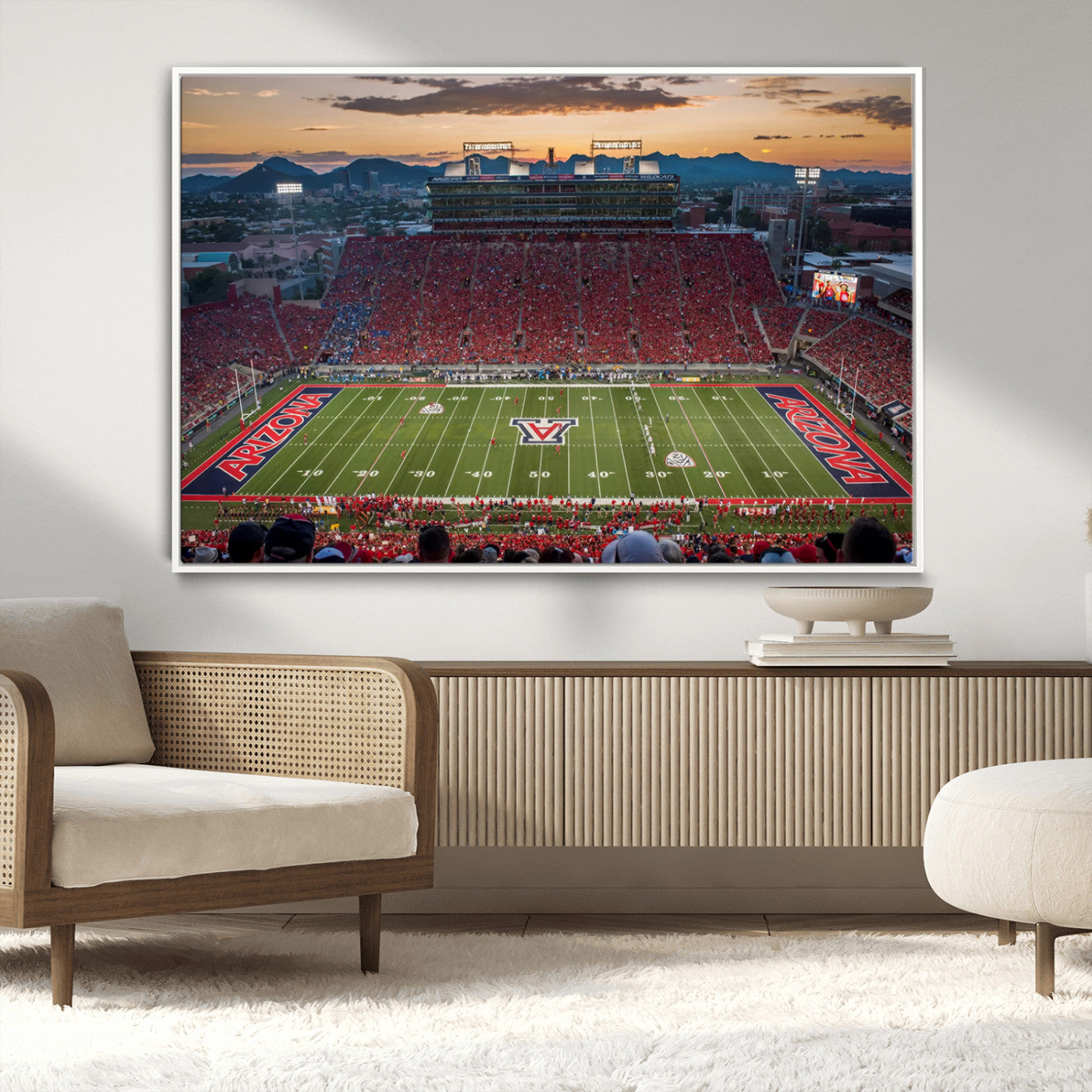 99722-MGV-CV-36X24-Framed Arizona Wildcats Football Team Print - Tucson Arizona Stadium Wall Art Canvas Print