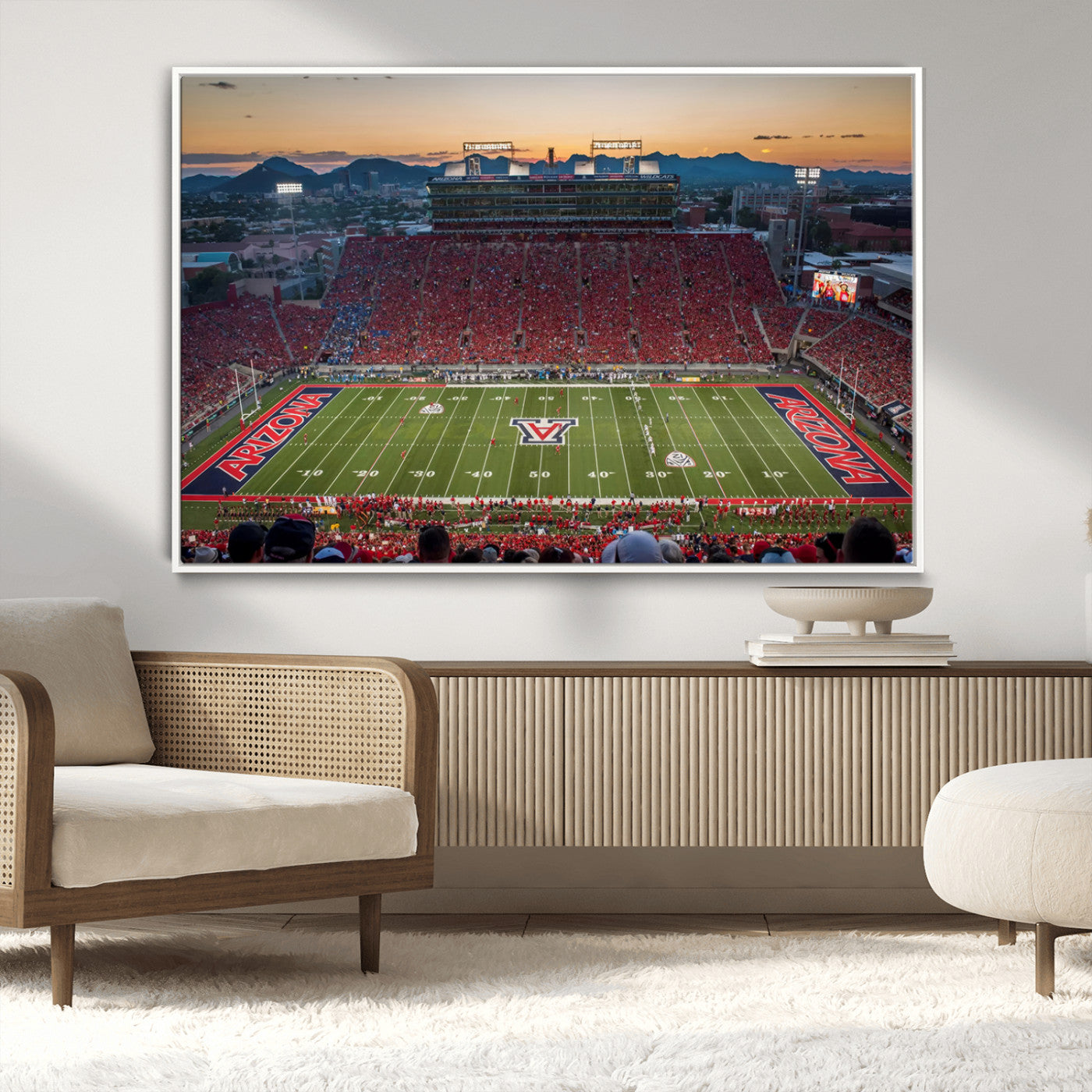 -Arizona Wildcats Football Team Print - Tucson Arizona Stadium Wall Art Canvas Print