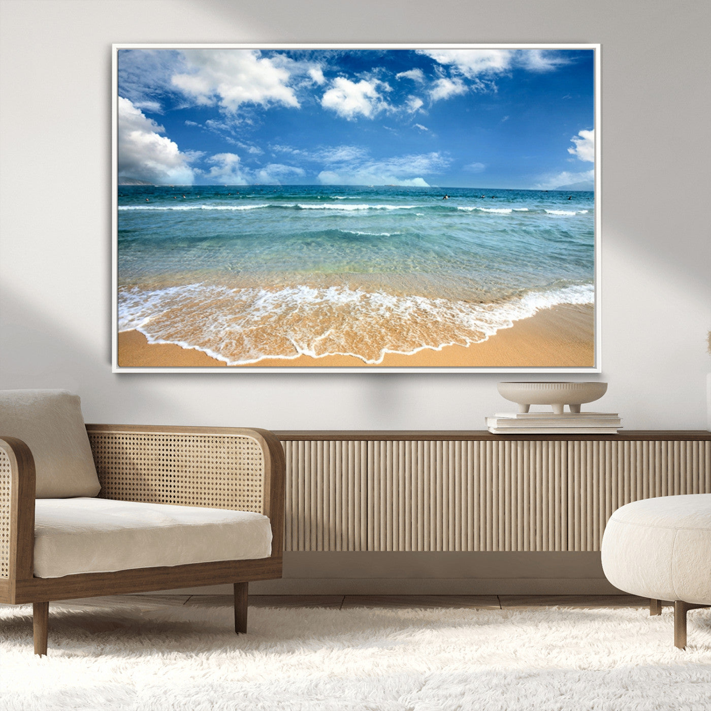-Sea View From the Beach Canvas Print