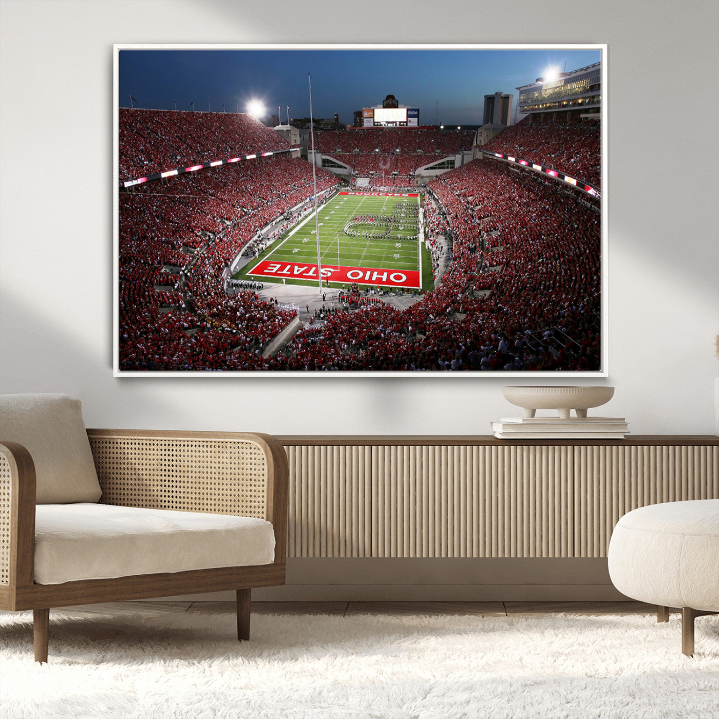 -Ohio State University Buckeyes Football Team Print - Columbus Ohio Stadium Wall Art Canvas Print