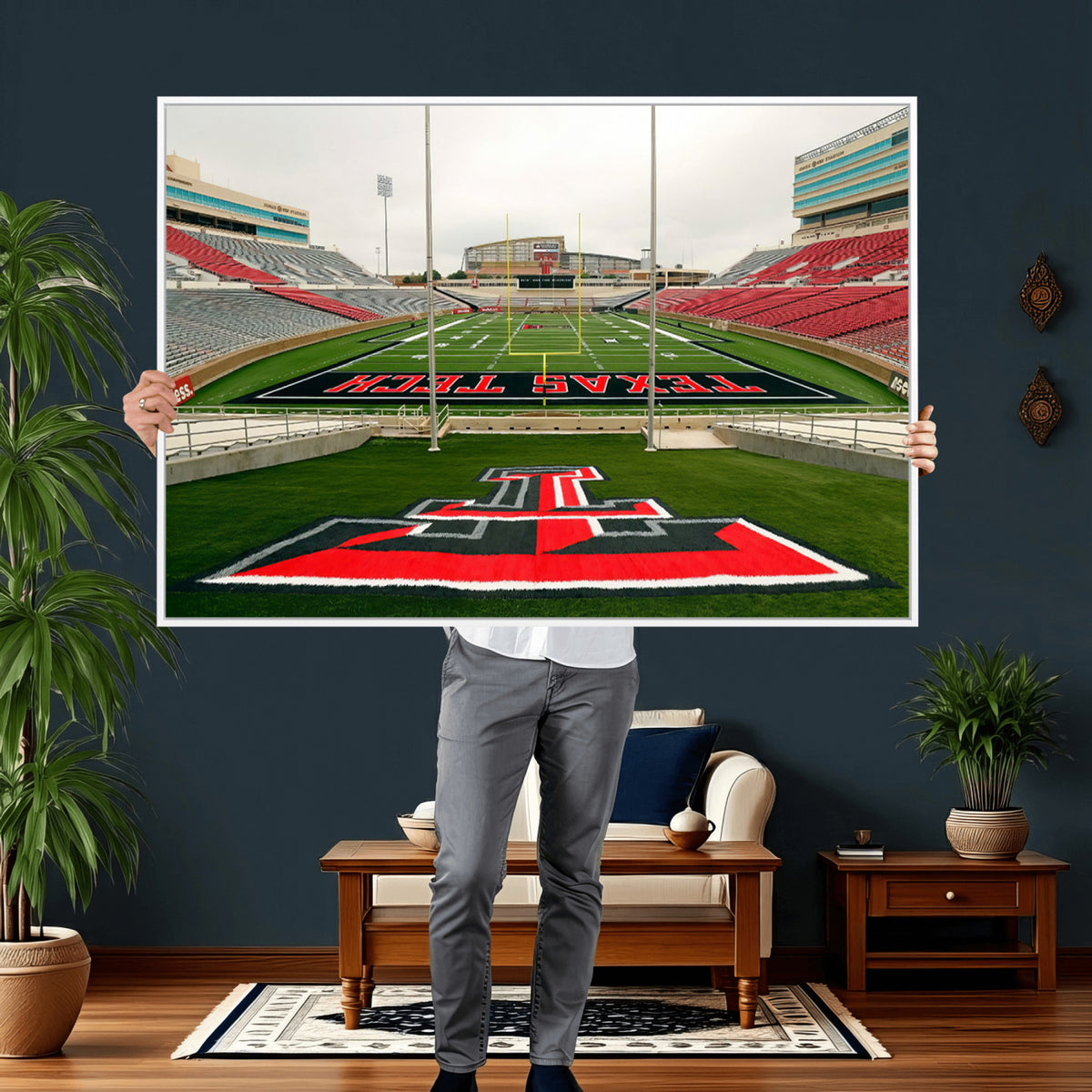 43169-PAN-FL-20X10 - Texas Tech Red Raiders Football Team Print - Lubbock Jones AT&T Stadium Wall Art Canvas Print