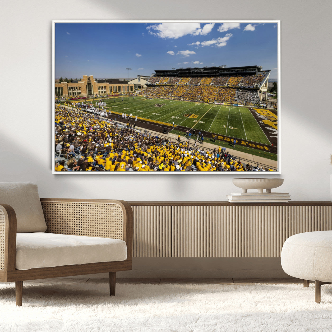 75112-MGV-CV-36X24-University of Wyoming Cowboys Football Team Print - Laramie Jonah Field War Memorial Stadium Wall