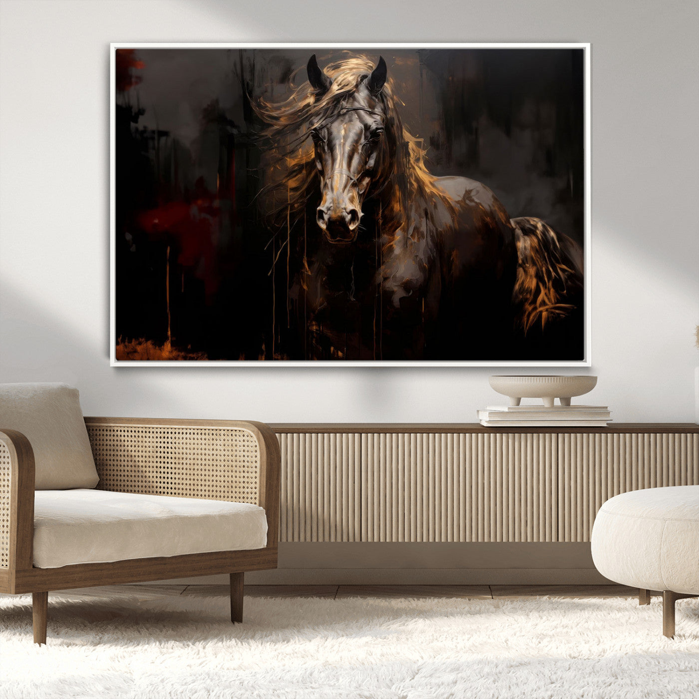 40932-MGV-CV-36X24-Abstract Black Horse Canvas Print for Farmhouse Wall Art | Abstract Equine Wall Art | Western Decor