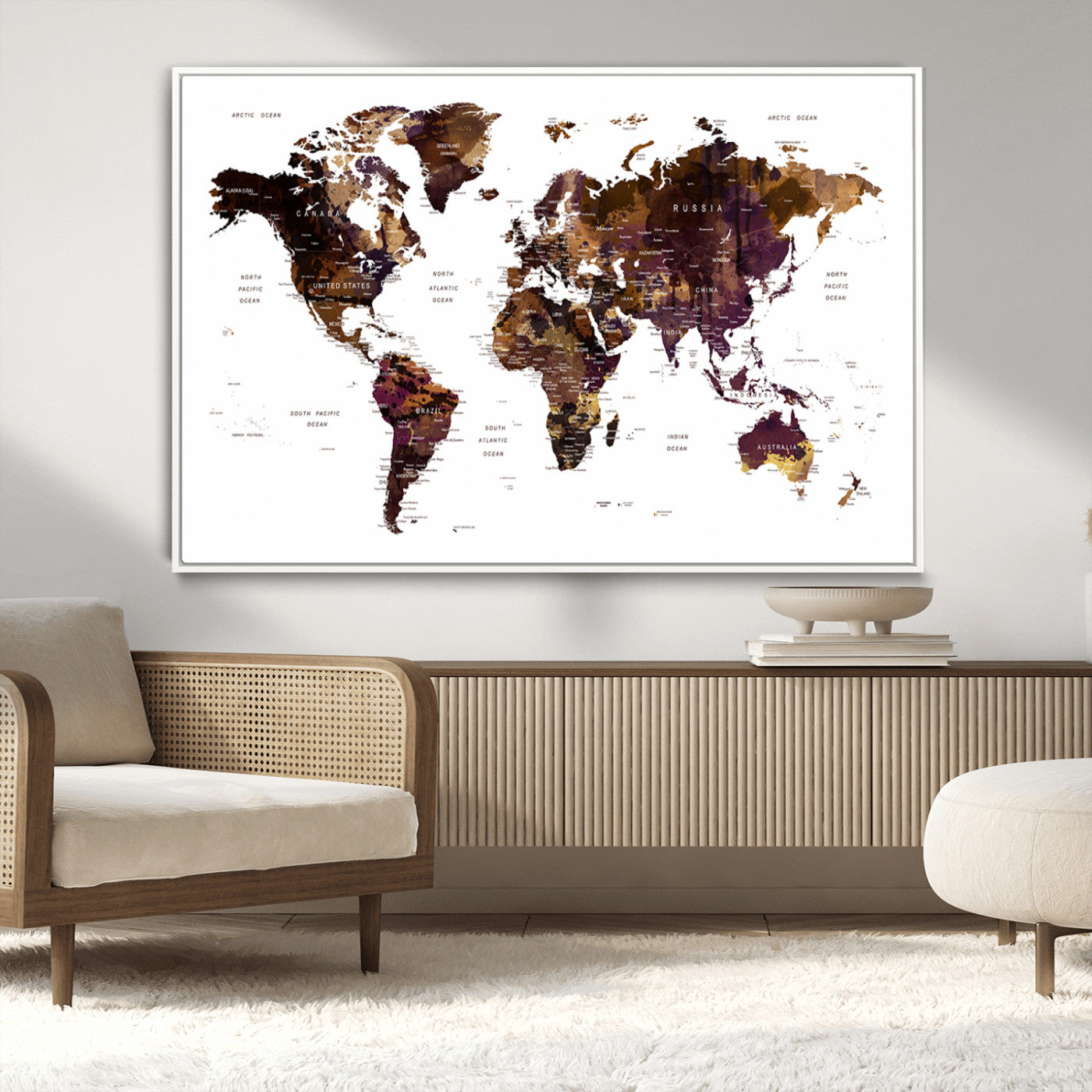 50611-MGV-CV-36X24-Push Pin World Map Canvas Print – Travel Tracker Wall Art for Couples, Perfect Anniversary Gift for Home or Office Decor