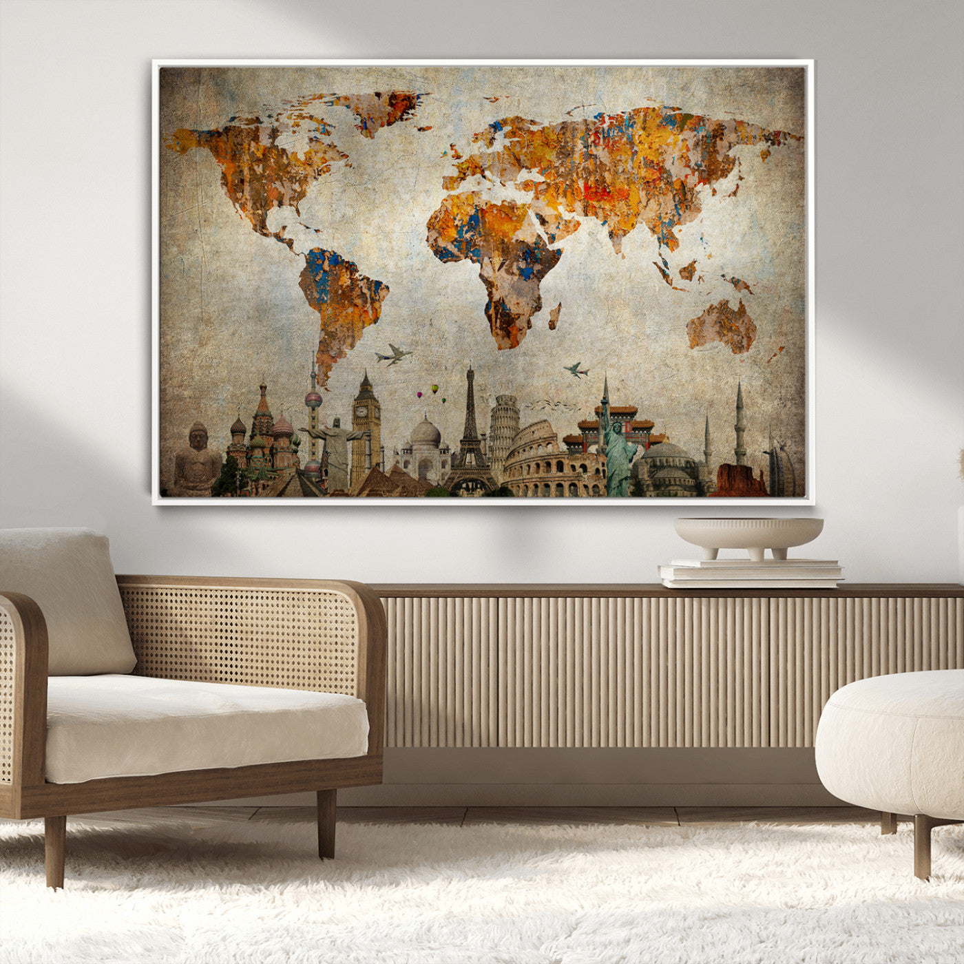 54918-MGV-CV-36X24-Push Pin World Map Canvas Print – Travel Tracker Wall Art for Couples, Perfect Anniversary Gift for Home or Office Decor