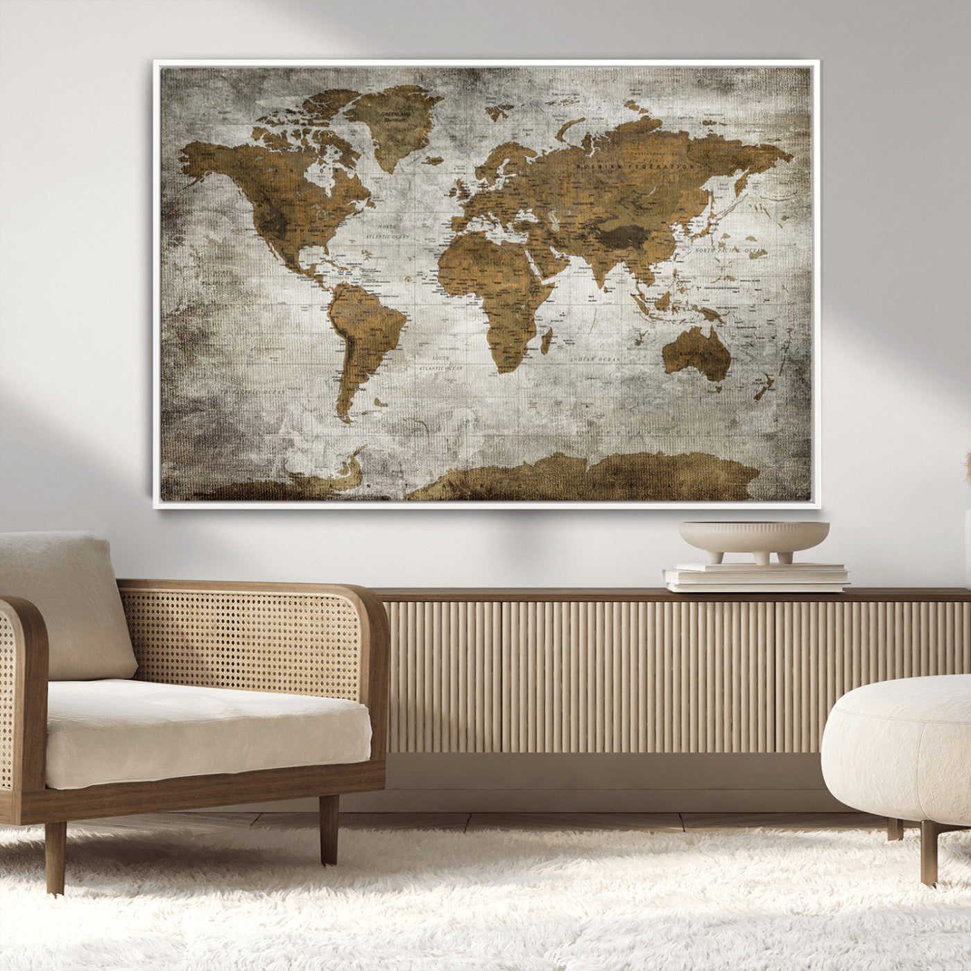 -Push Pin World Map Canvas Print – Travel Tracker Wall Art for Couples, Perfect Anniversary Gift for Home or Office Decor