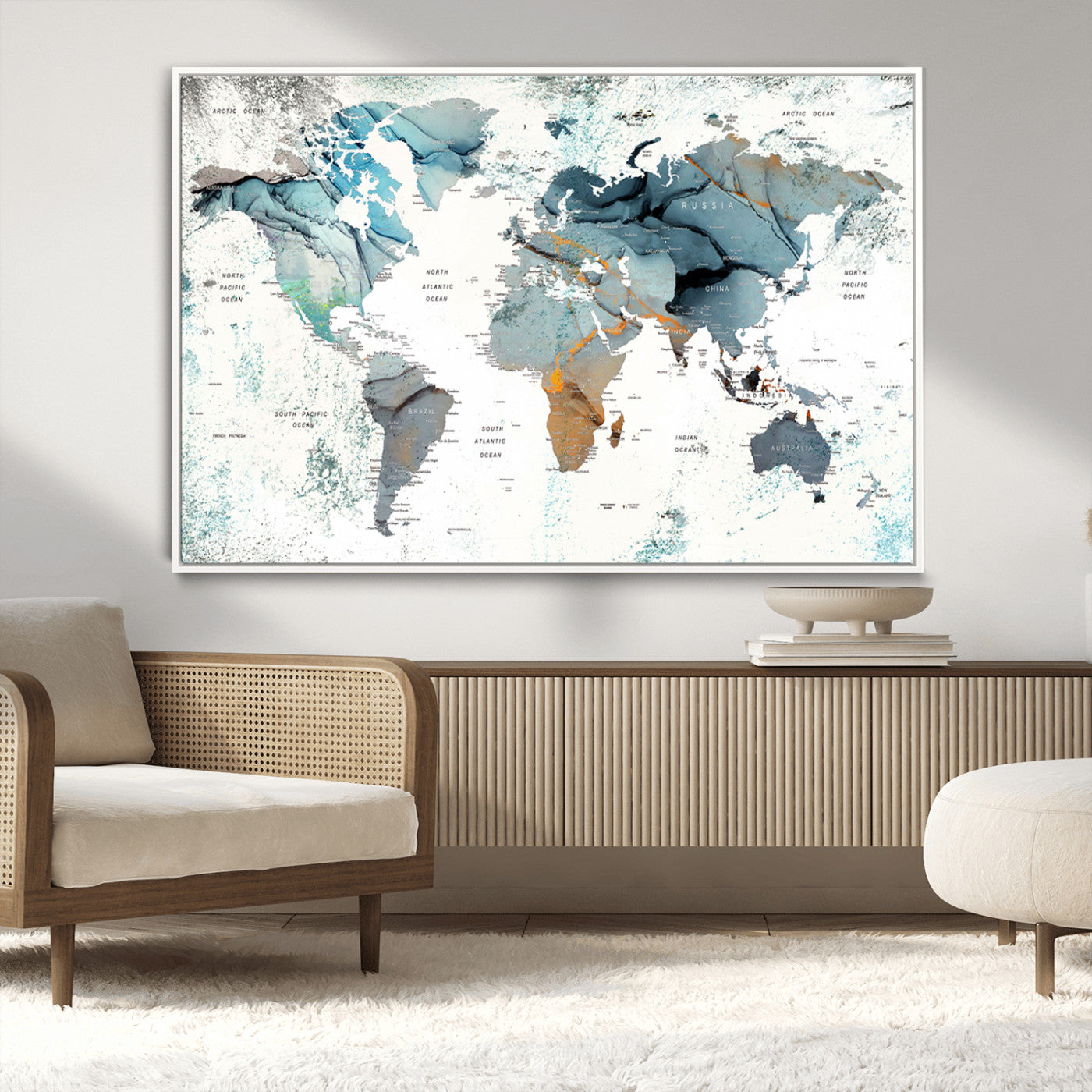 48730-MGV-CV-36X24-Push Pin World Map Canvas Print – Travel Tracker Wall Art for Couples, Perfect Anniversary Gift for Home or Office Decor