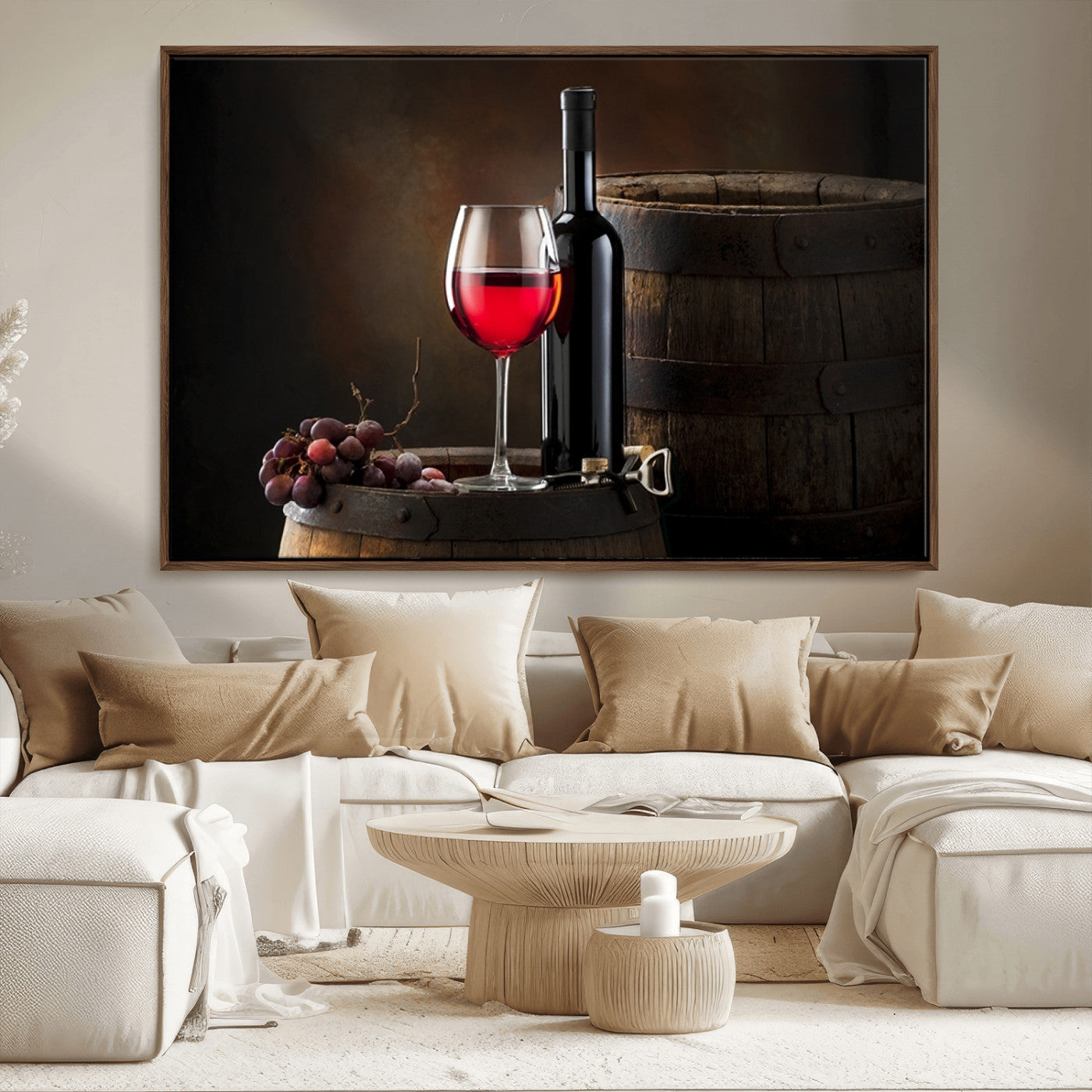 -Red Wine and Bottle Canvas Print