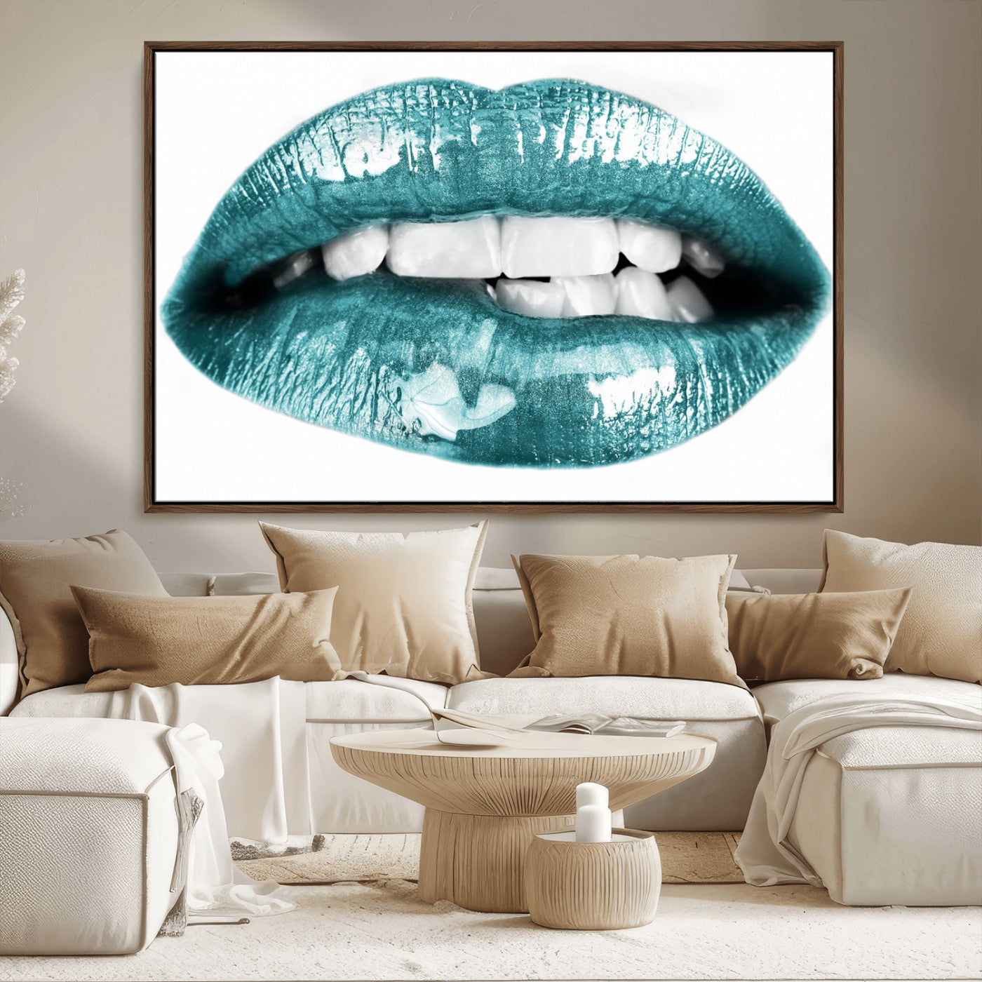 72429-MGV-FC-36X24_Walnut-Blue Lips Wall Art Canvas Print