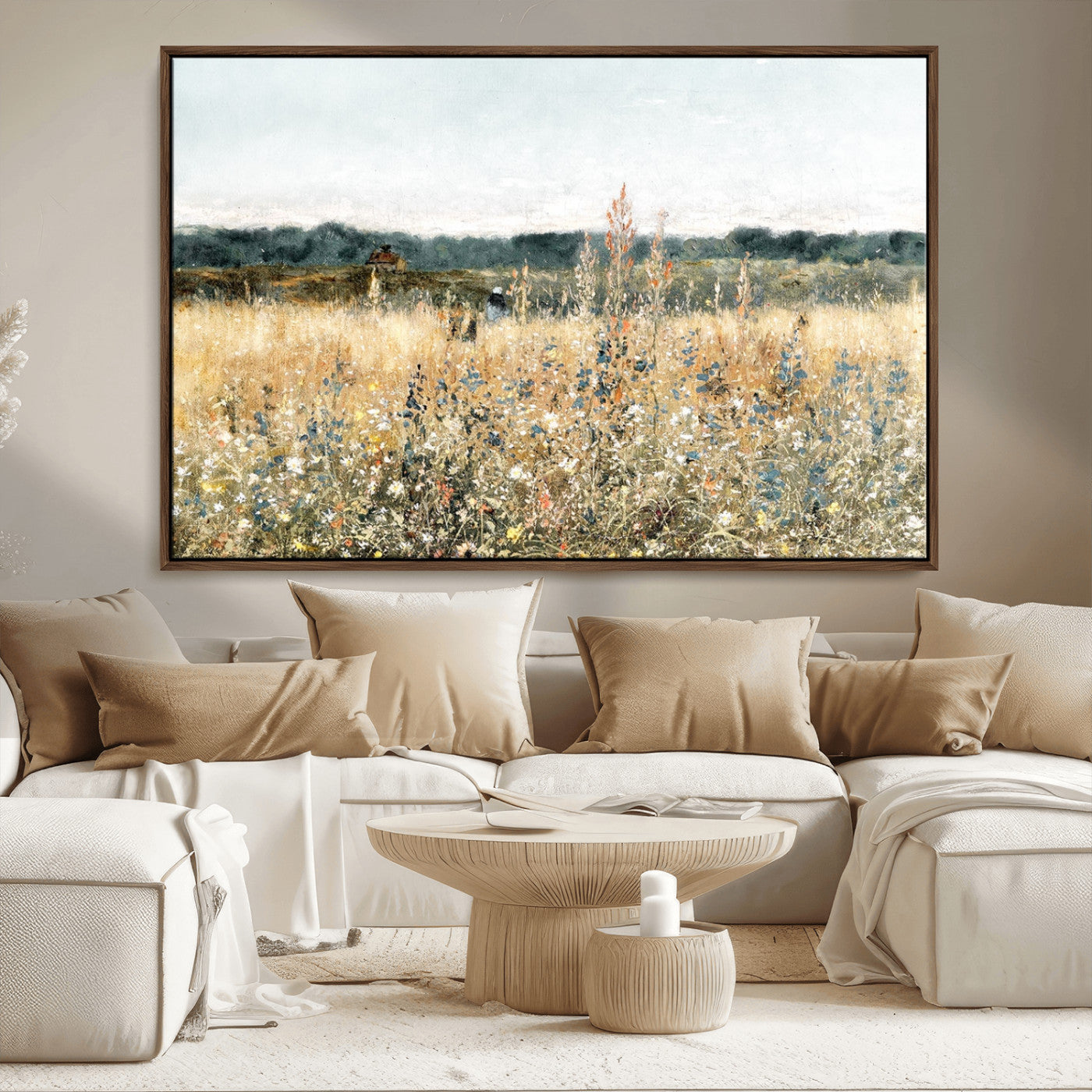 98941-MGV-FC-36X24_Walnut-Wildflower Field Wall Art Canvas | Nature-Inspired Landscape Canvas Print for Living Room or Office