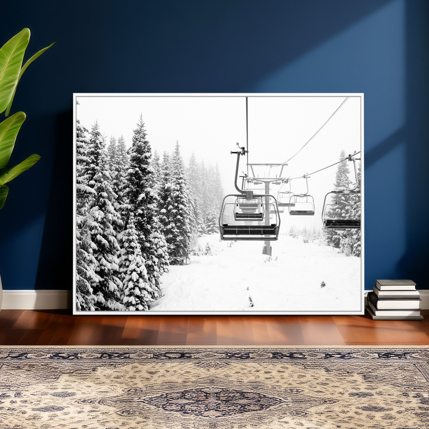 70609-MGV-CV-36X24 - Ski Wall Art - Ski Lift Wall Art Canvas Print Snow Covered Spruce Trees Winter Wall Art Ski Skier
