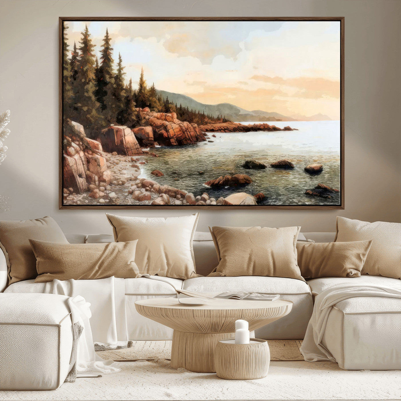77145-MGV-CV-36X24-Serene Coastal View of Acadia National Park Wall Art - Stunning 3-Panel Wall Art Canvas Print,