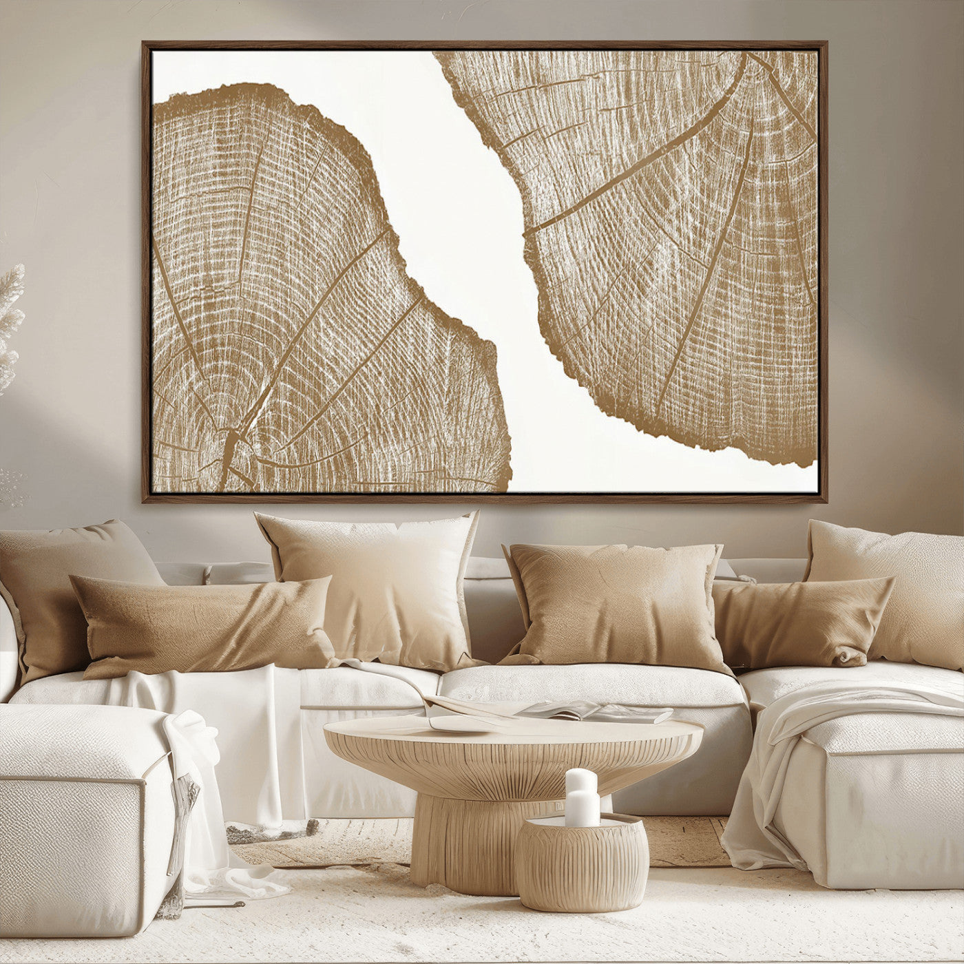 99692-MGV-FC-36X24_Walnut-Rustic Brown Tree Ring Wall Art Canvas Print – Framed and Ready to Hang – Elegant Nature-Inspired