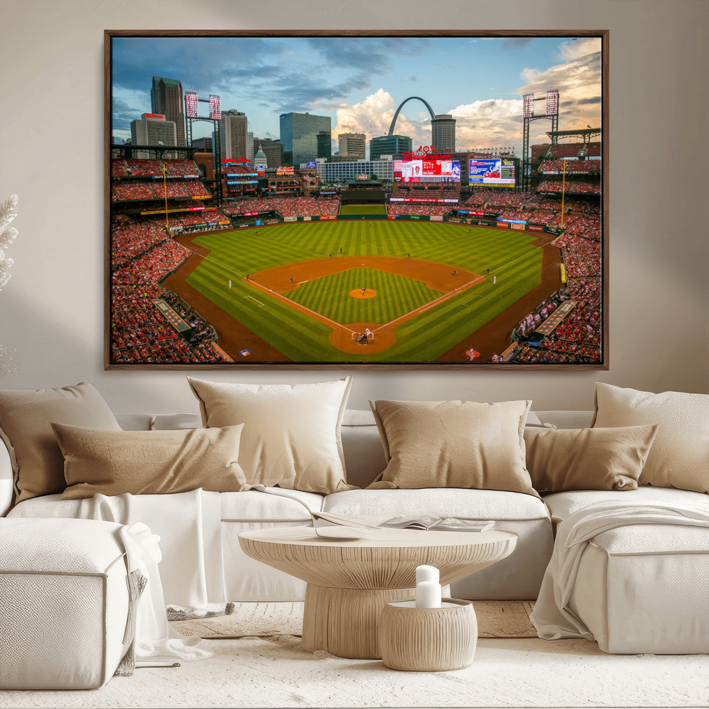 91908-MGV-CV-36X24-Busch Stadium Wall Art Print | St. Louis Cardinals Baseball Stadium Canvas Print | Framed Sports