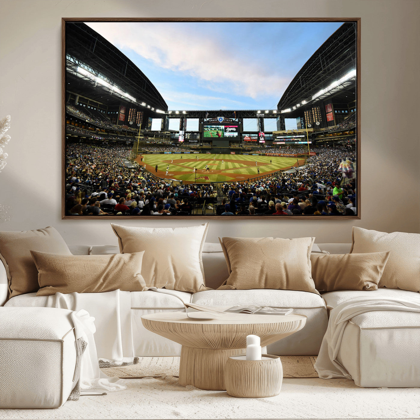 92672-MGV-FC-36X24_Walnut-Arizona Diamondbacks Team Print - Phoenix Chase Field Stadium Wall Art Canvas Print