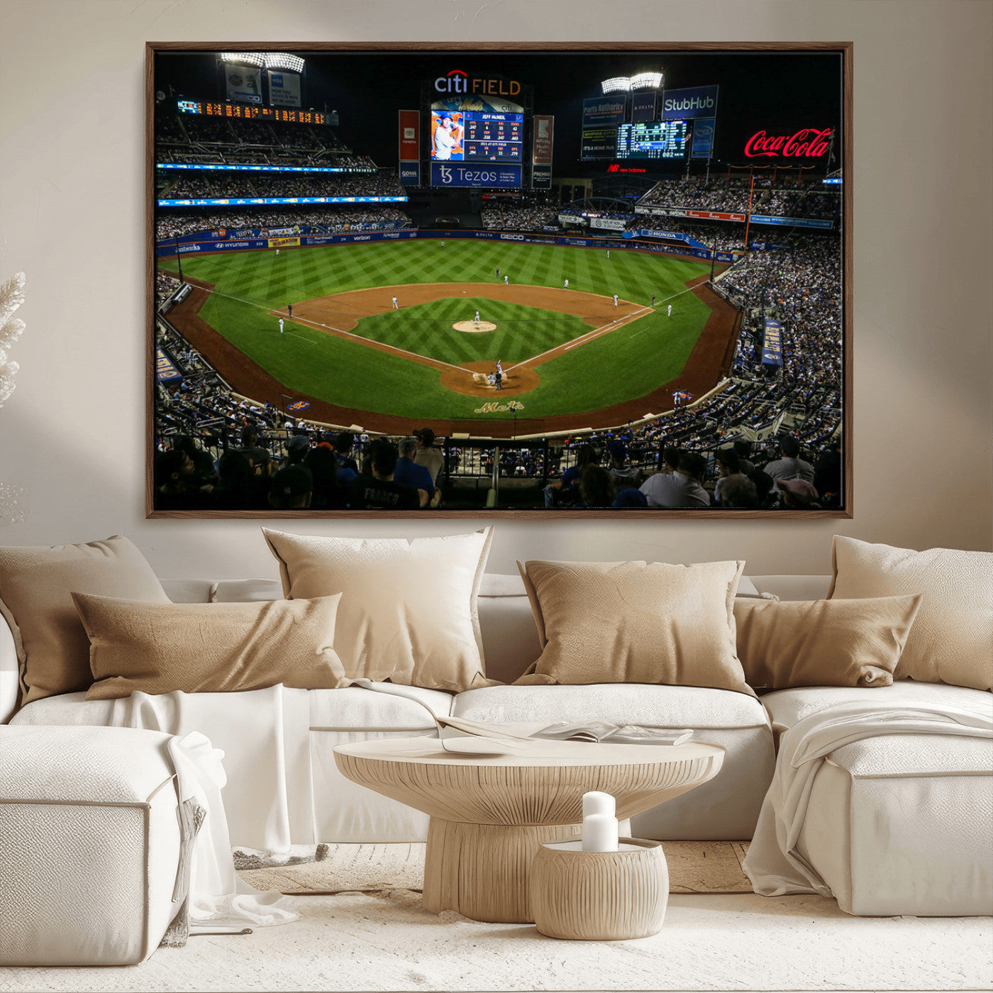 25148-MGV-FC-36X24_Walnut-Los Angeles Dodgers Baseball Team Print - California Dodger Stadium Wall Art Canvas Print
