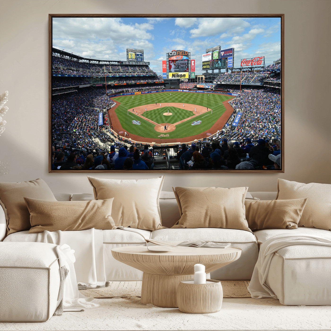22910-MGV-FC-36X24_Walnut-New York Mets Baseball Team Print - Citi Field Stadium Wall Art Canvas Print