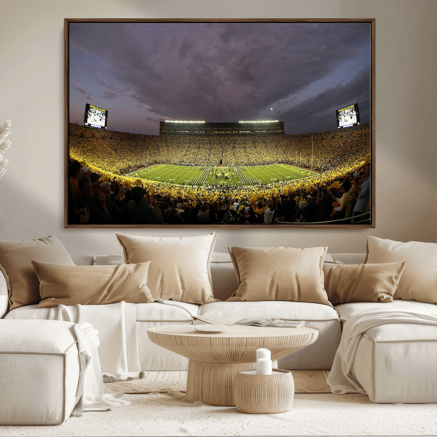72404-MGV-FC-36X24_Walnut-Michigan Wolverines Print - Michigan Stadium Wall Art Canvas Print