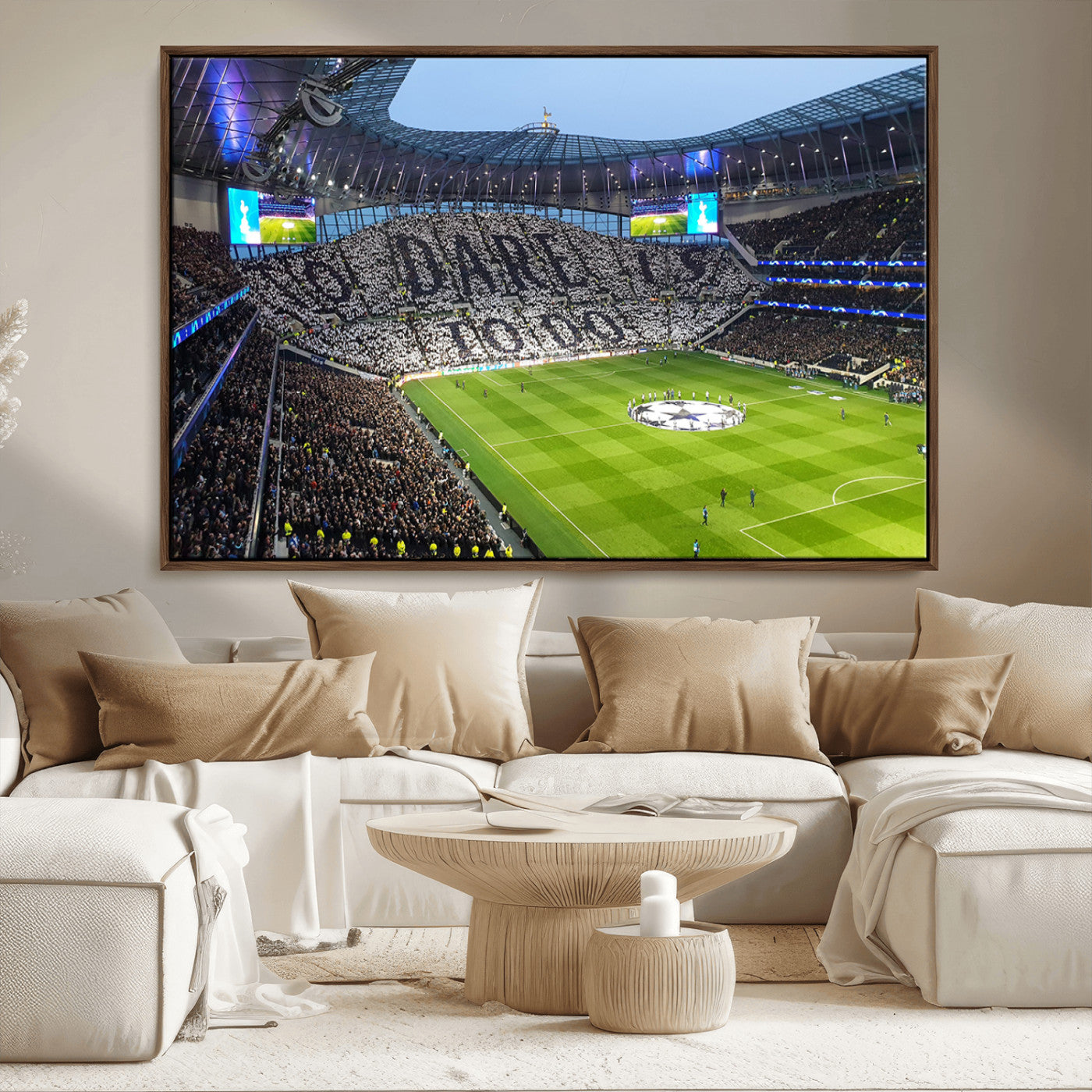 38765-MGV-FC-36X24_Walnut-Tottenham Hotspur Stadium Canvas Print, Match Day Triple Canvas Wall Art - Premier League Football