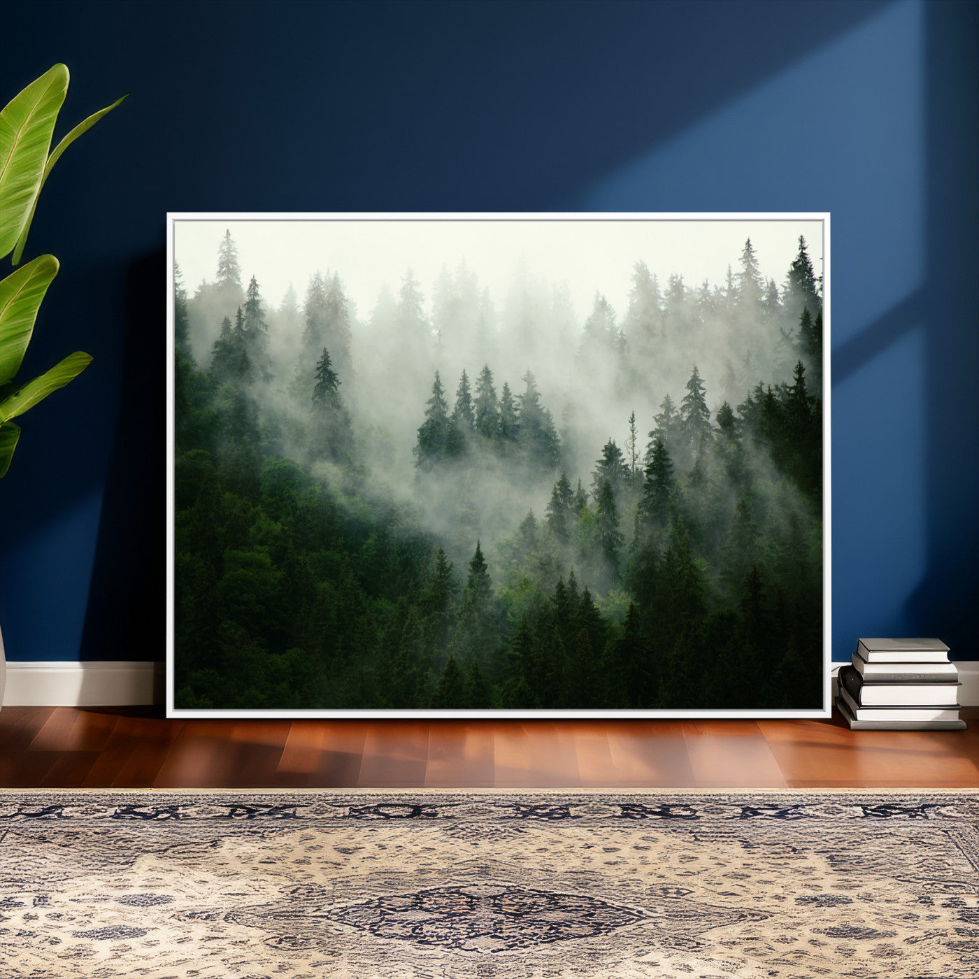 167720496-MGV-CV-36X24 - Misty Forest Mountain Wall Art Canvas | Large 3-Panel Foggy Landscape Canvas Print | Nature Misty