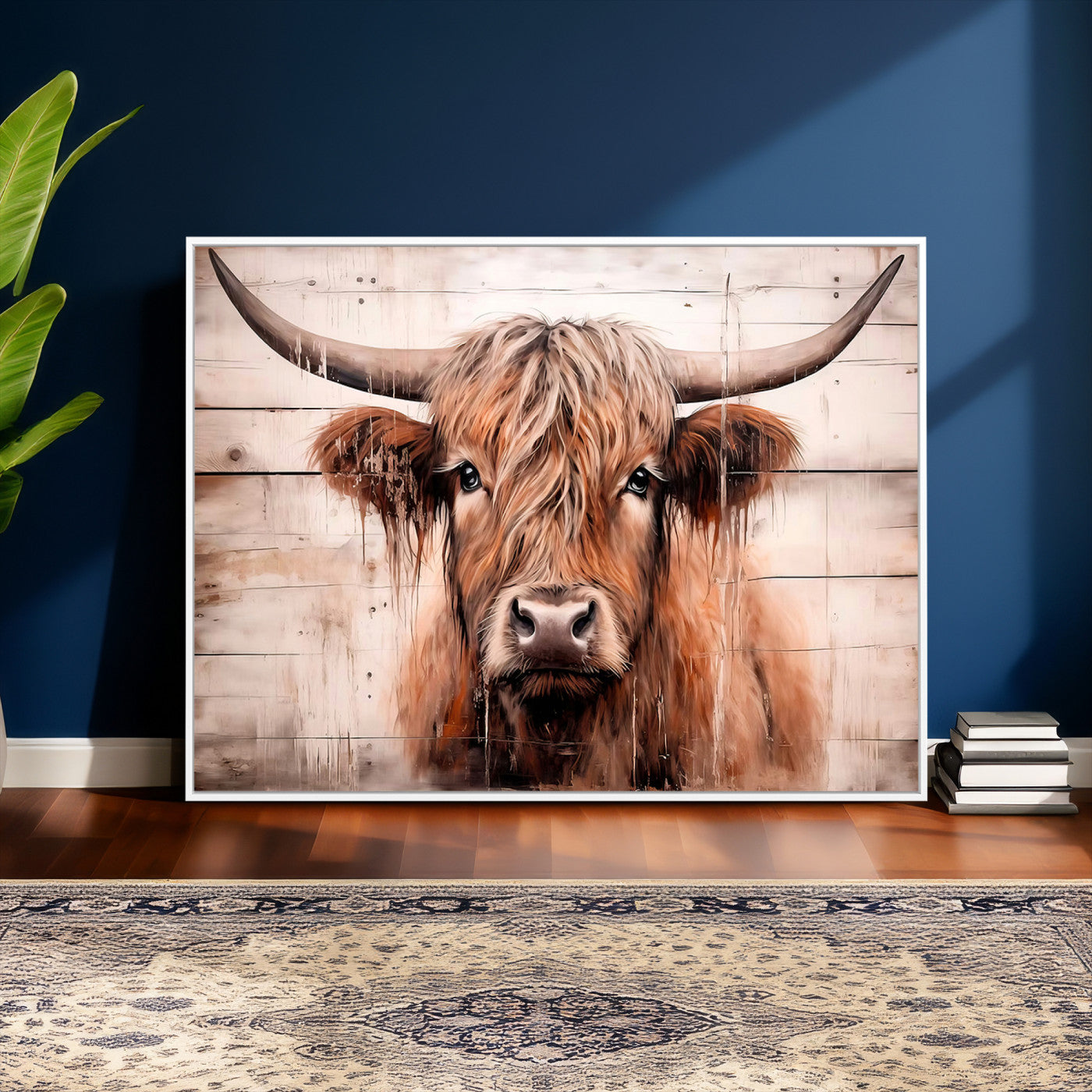 93730-MGV-CV-36X24 - Vintage Scottish Highland Cow Cattle Art Print Farmhouse Wall Art Canvas Print