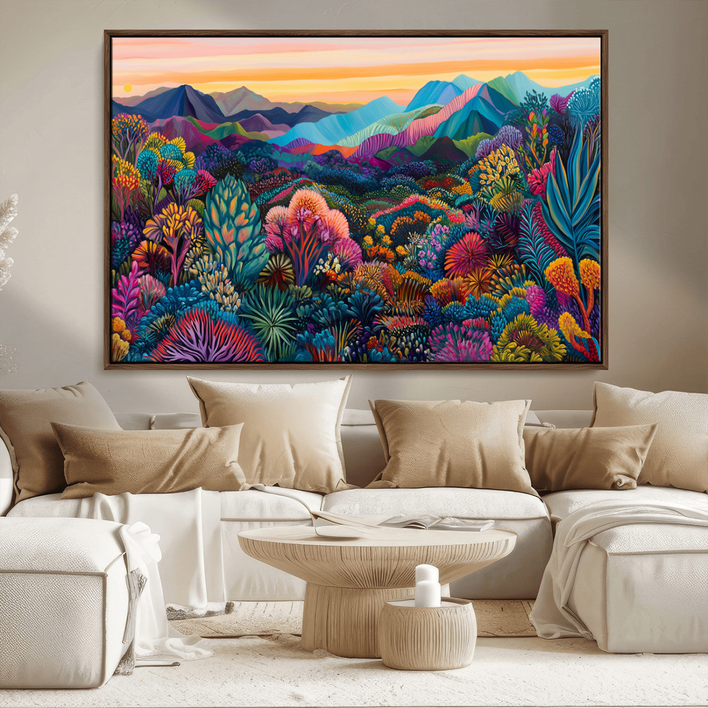63728-MGV-CV-36X24-Colorful Abstract Landscape Wall Art Print Canvas - Vibrant Modern Decor for Living Room, Office, or