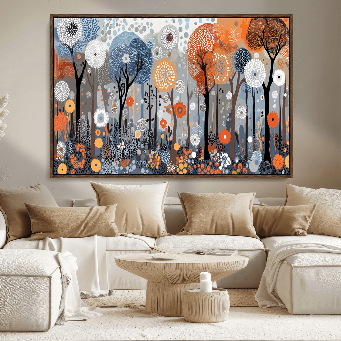 48857-MGV-CV-36X24-Abstract Winter Landscape Canvas Wall Art Print - Large Colorful Nature Wall Decor