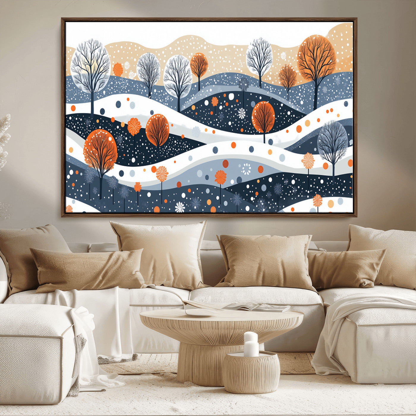 22651-MGV-CV-36X24-Abstract Winter Landscape Canvas Wall Art Print - Large Colorful Nature Wall Decor