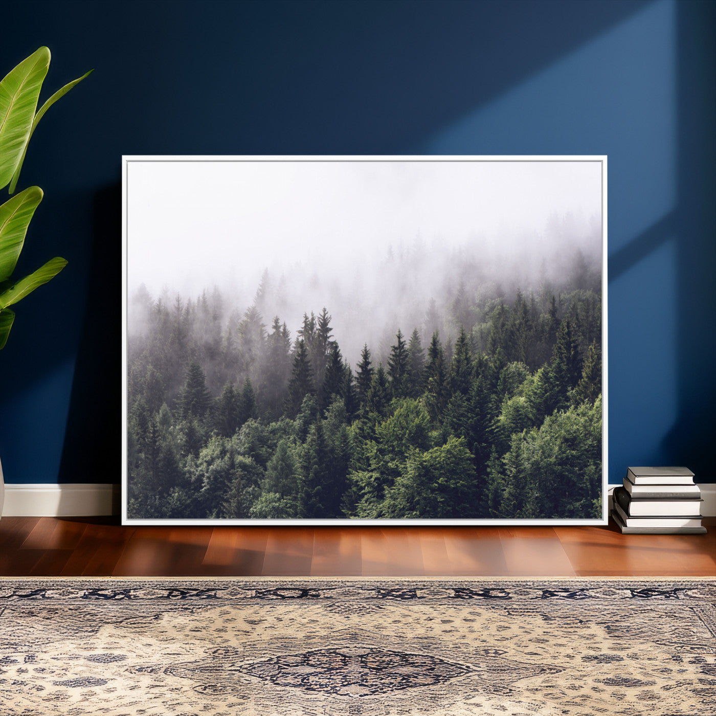 42578900-MGV-CV-36X24 - Misty Forest Wall Art | Foggy Forest Canvas Print | Large Nature-Inspired Misty Tree Landscape for