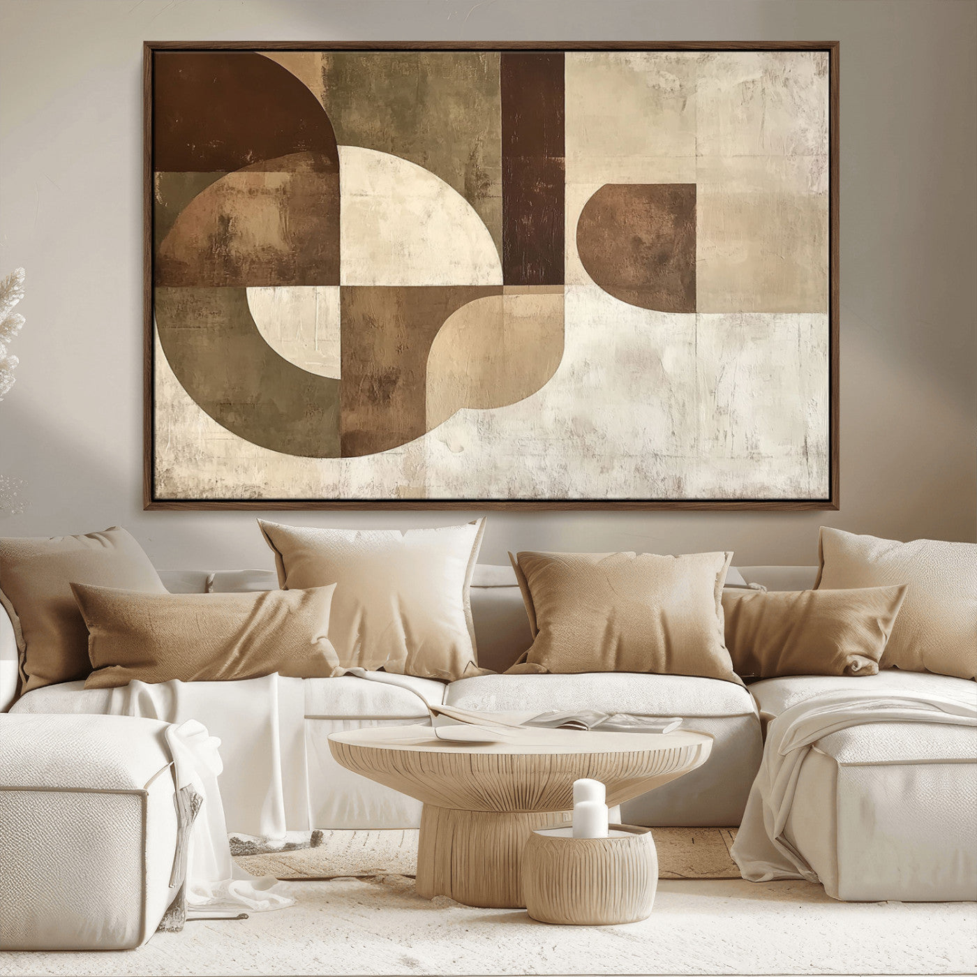 59767-MGV-FC-36X24_Walnut-Wabi Sabi Geometric Wall Art | Abstract Modern Minimalist Canvas Print with Neutral Mid Century Art