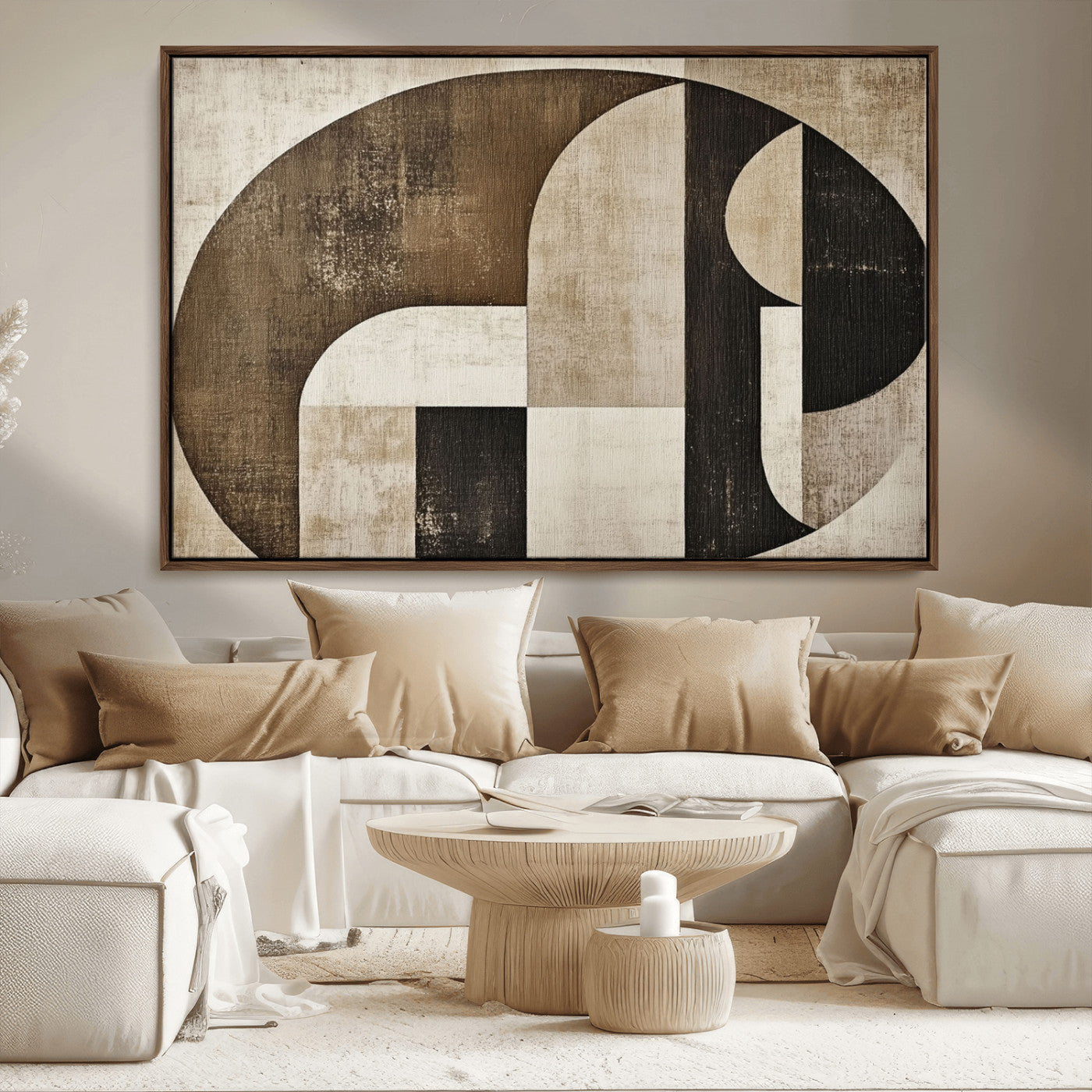 44796-MGV-CV-36X24-Wabi Sabi Abstract Wall Art | Geometric Modern Minimalist Canvas Print with Neutral Mid Century Art