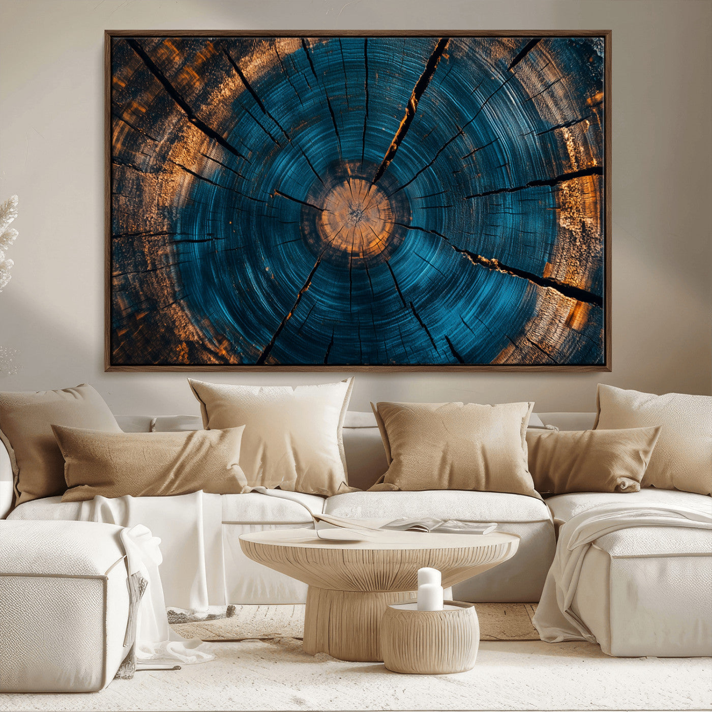 13398-MGV-FC-36X24_Walnut-Abstract Tree Rings Wall Art Canvas Print Wood Grain Rings Artwork Nature Woodland Modern Wall Decor for Home, Office