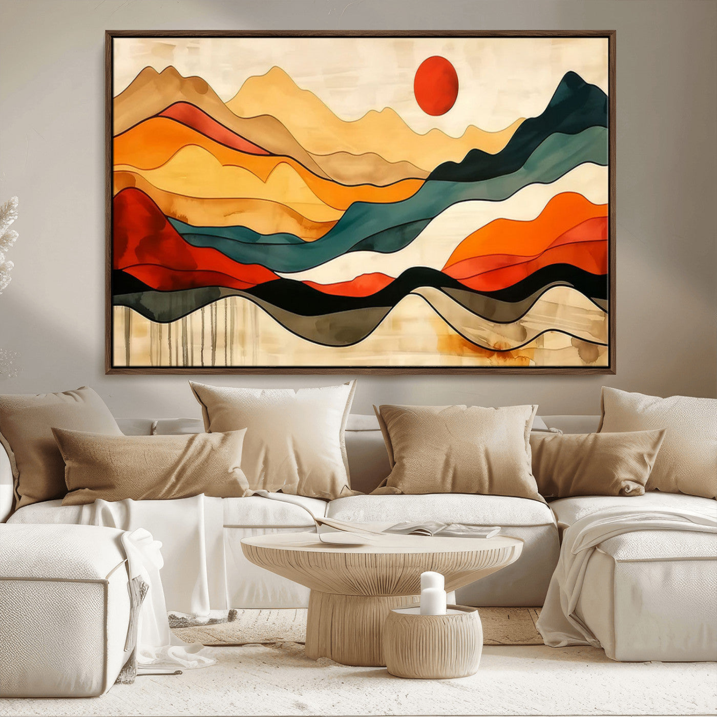 23241-MGV-FC-36X24_Walnut-Mid Century Wall Art Print - Abstract Woodland Print - Modern Art Panoramic Mountain Wall Art