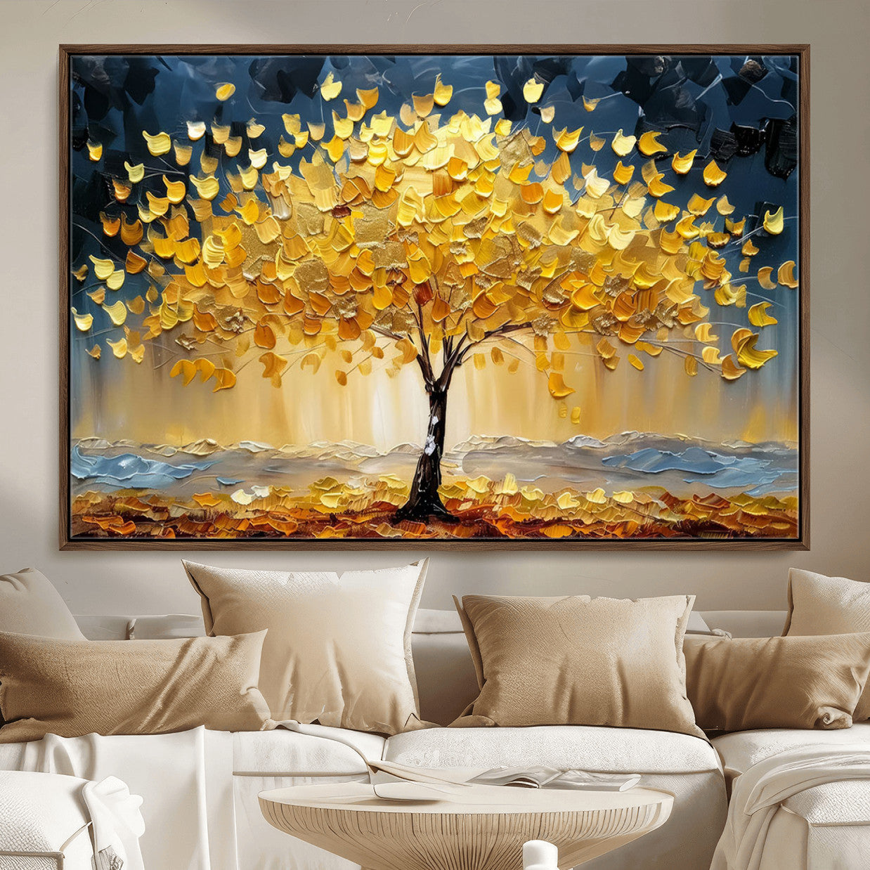 MGV-FC-36X24 - Golden Autumn Tree Wall Art – Canvas Print of Vibrant Fall Leaves, Seasonal Nature Scene Beautiful Fall Decor for Home, Office or Guest Room