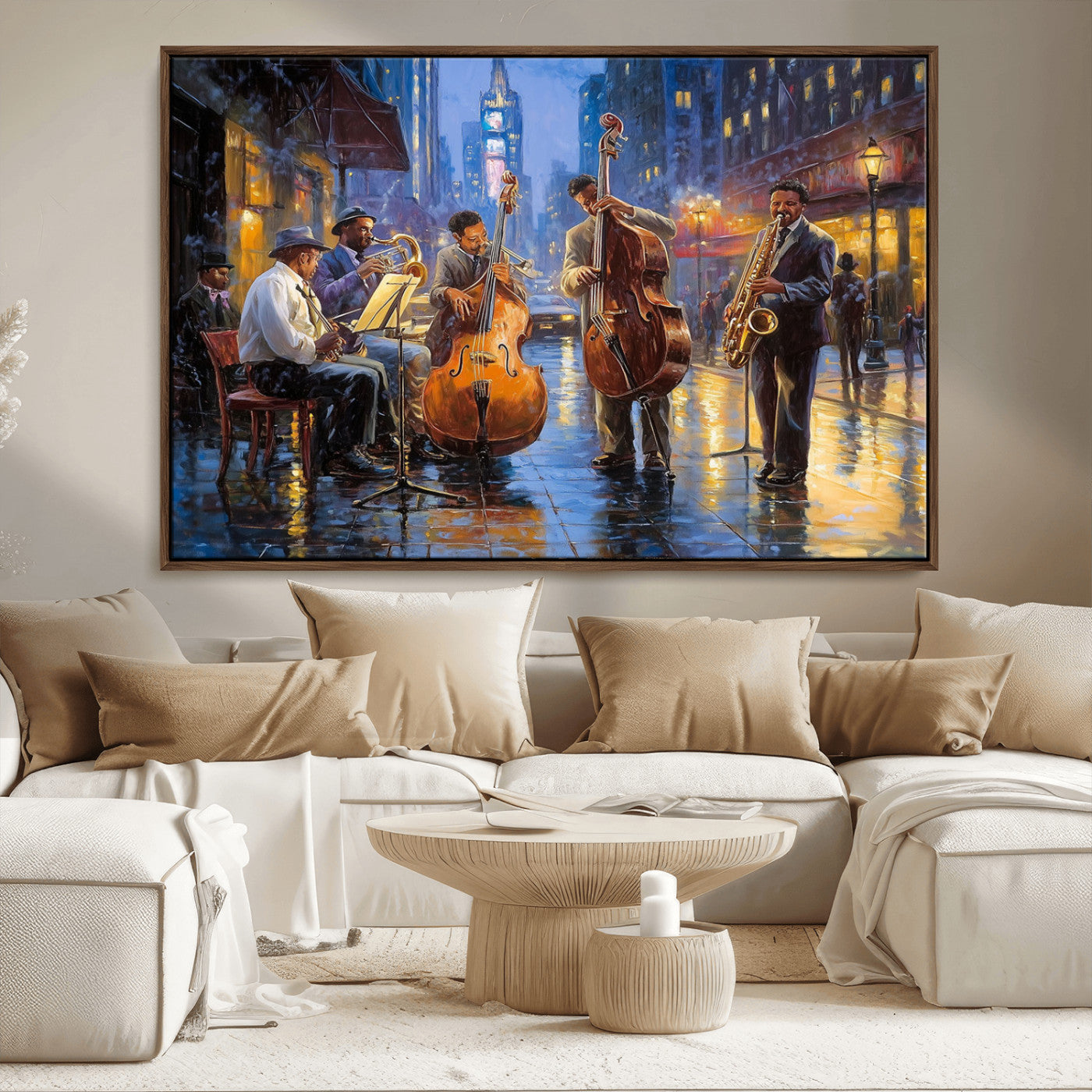 -Colorful Jazz Wall Art - African American Music Canvas Print - Framed Abstract Music Poster for Home