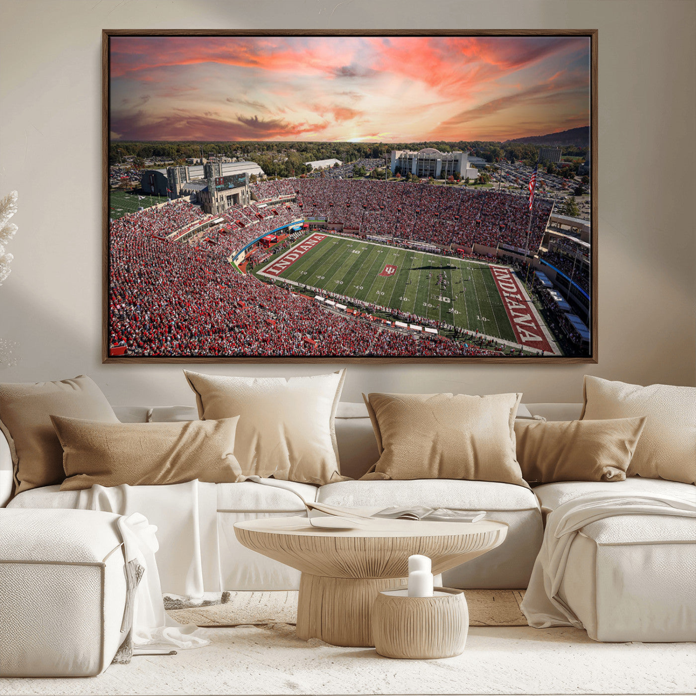 51135-MGV-FC-36X24_Walnut-Indiana Memorial Stadium Wall Art Canvas Print, Framed Studium Canvas Art, Indiana Memorial Stadium