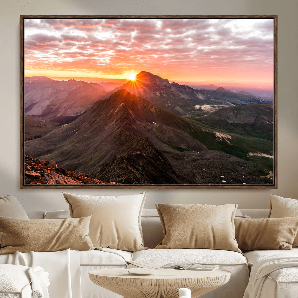 MGV-FC-36X24 - Majestic Sunrise Wall Art – Canvas Print of Rugged Mountain Peaks, Vibrant Sky, Serene Landscape, Nature Decor for Home or Office