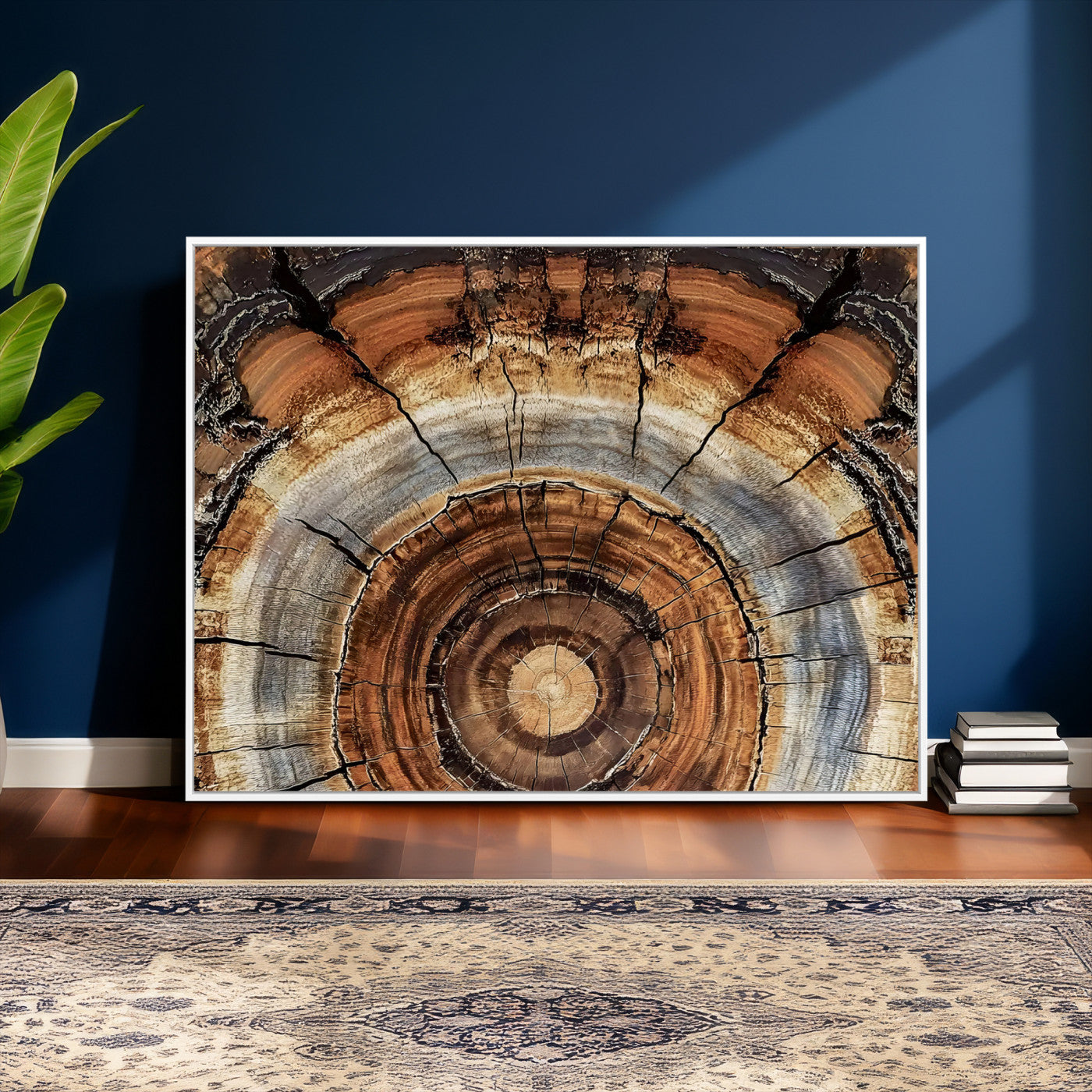 15184146-MGV-CV-36X24 - Tree Rings Wall Art Canvas Print, Framed Wood Texture Art Picture Print, Rustic Pattern Perfect Rustic Organic Decor Artwork