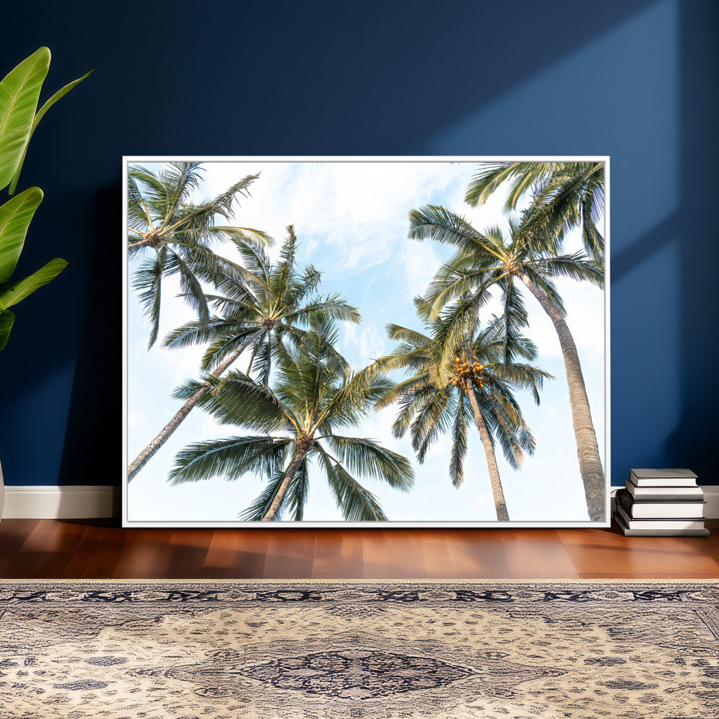 87247012-MGV-CV-36X24 - Tropical Palm Trees Wall Art – Sunlit Leaves & Blue Sky Canvas Print, Island Breeze and Vacation Vibes for Office or Home Decor