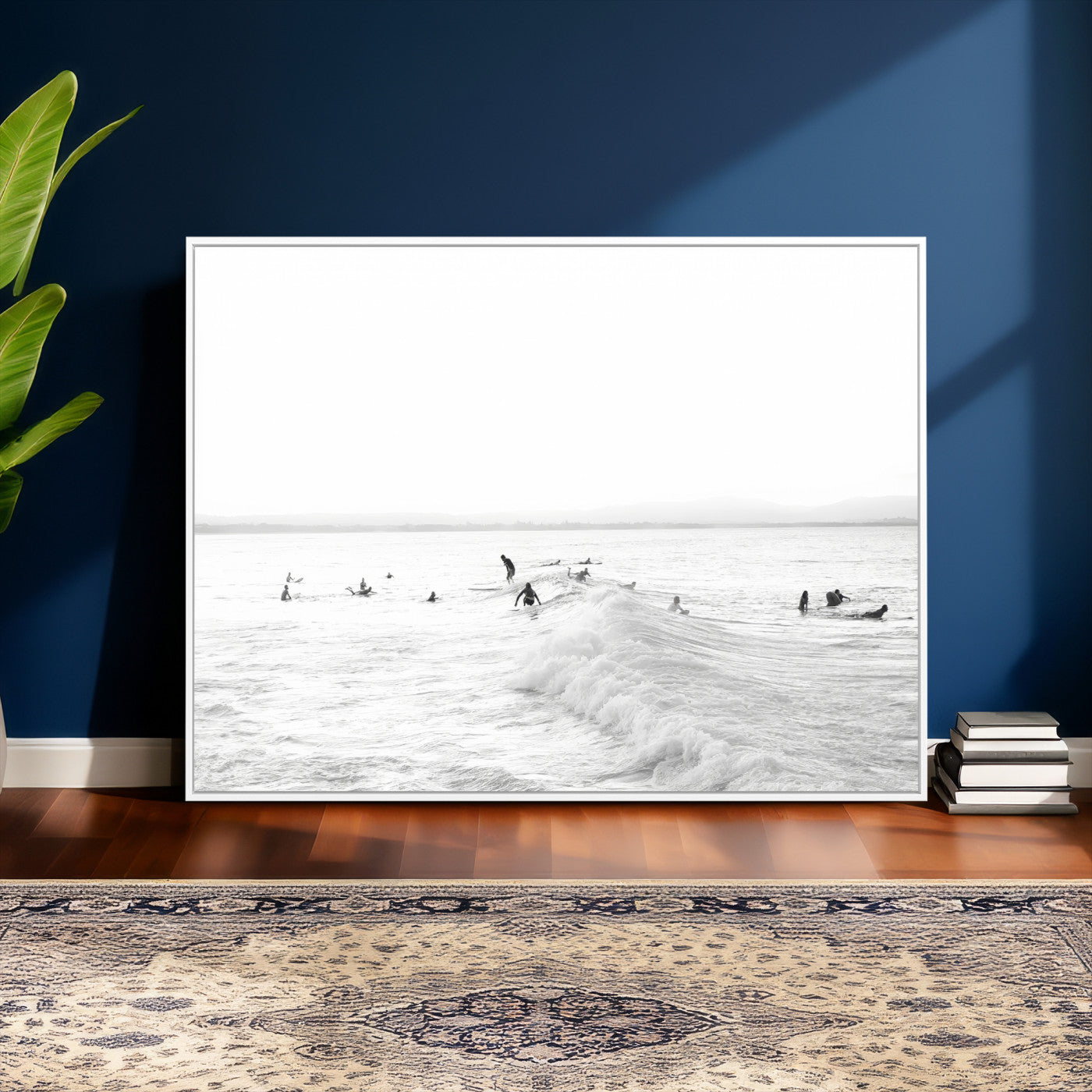 33449548-MGV-CV-36X24 - Surf Crowd Motion Wall Art – Active Surfers & Ocean Waves Canvas Print, Dynamic Water and Coastal Horizon for Living Room or Sea Adventure Decor