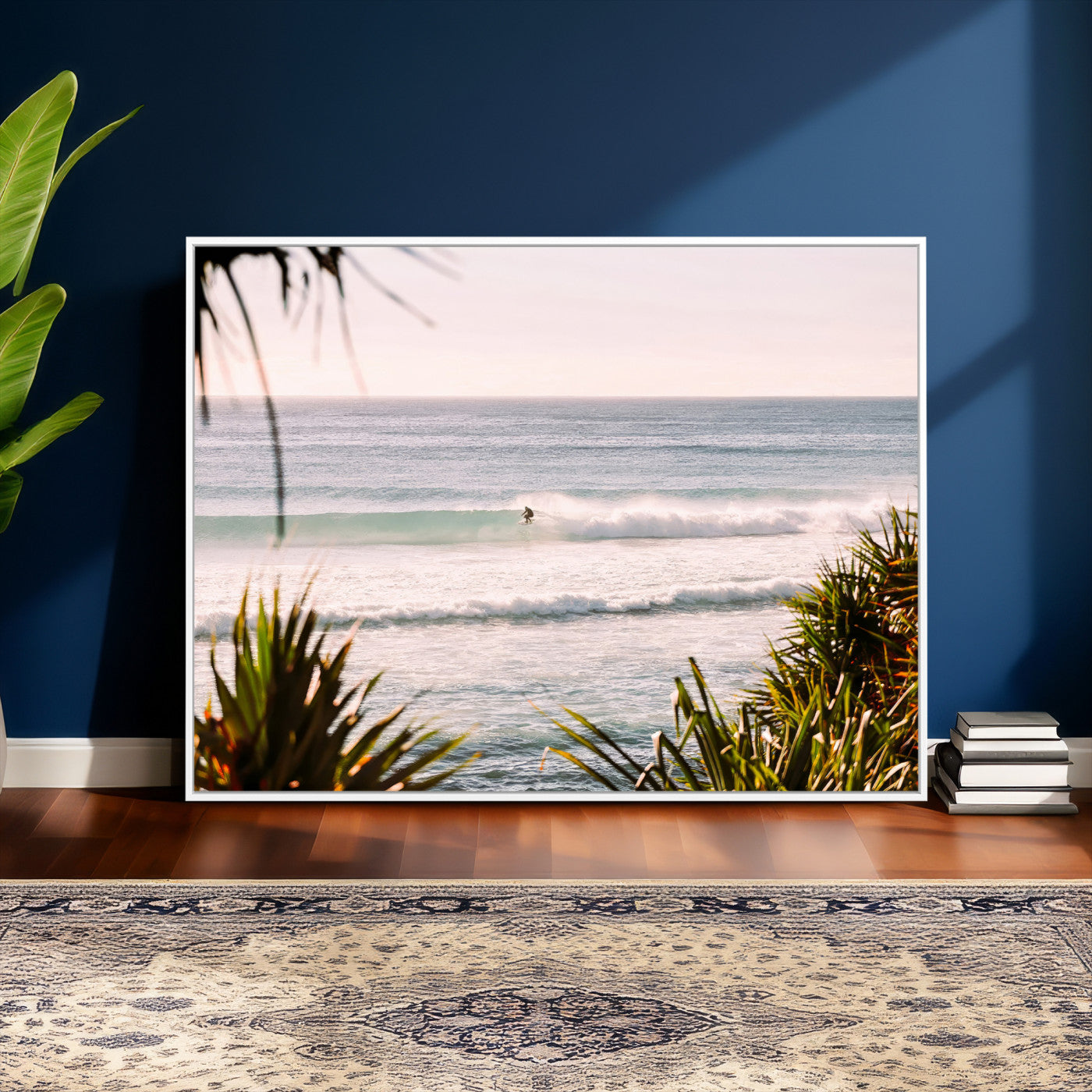 23287092-MGV-CV-36X24 - Ocean Surfer Wall Art Canvas Print | Framed Coastal Surf Art Picture Tropical Beach Artwork for Home Office