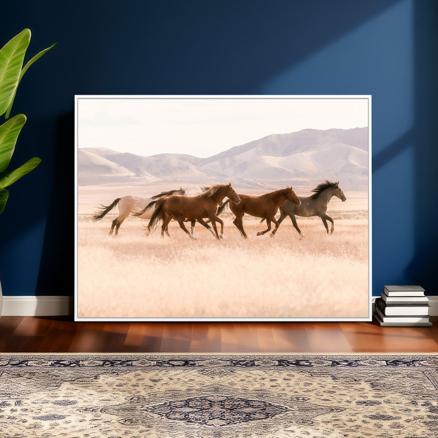 HORSESH-MGV-CV-36X24 - Wild Horses Wall Art – Running Freedom Canvas Print, Graceful Movement, Outdoor Landscape, Nature’s Power and Spirit, Home or Office Decor
