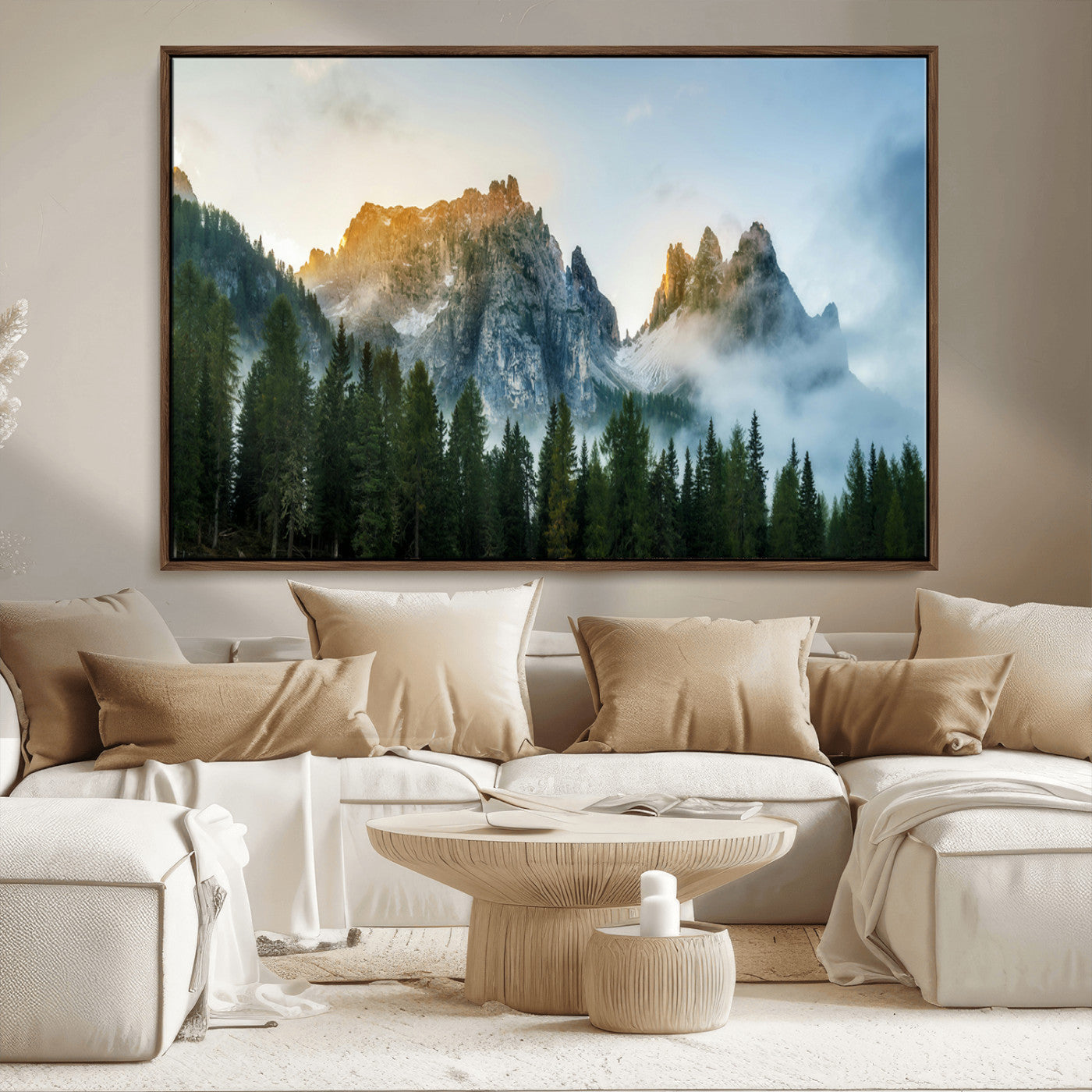 21145440-MGV-CV-36X24-Wilderness Wall Art Canvas Print – Misty Forest Nature Landscape Photography Rustic Scenic Artwork for Home, Office