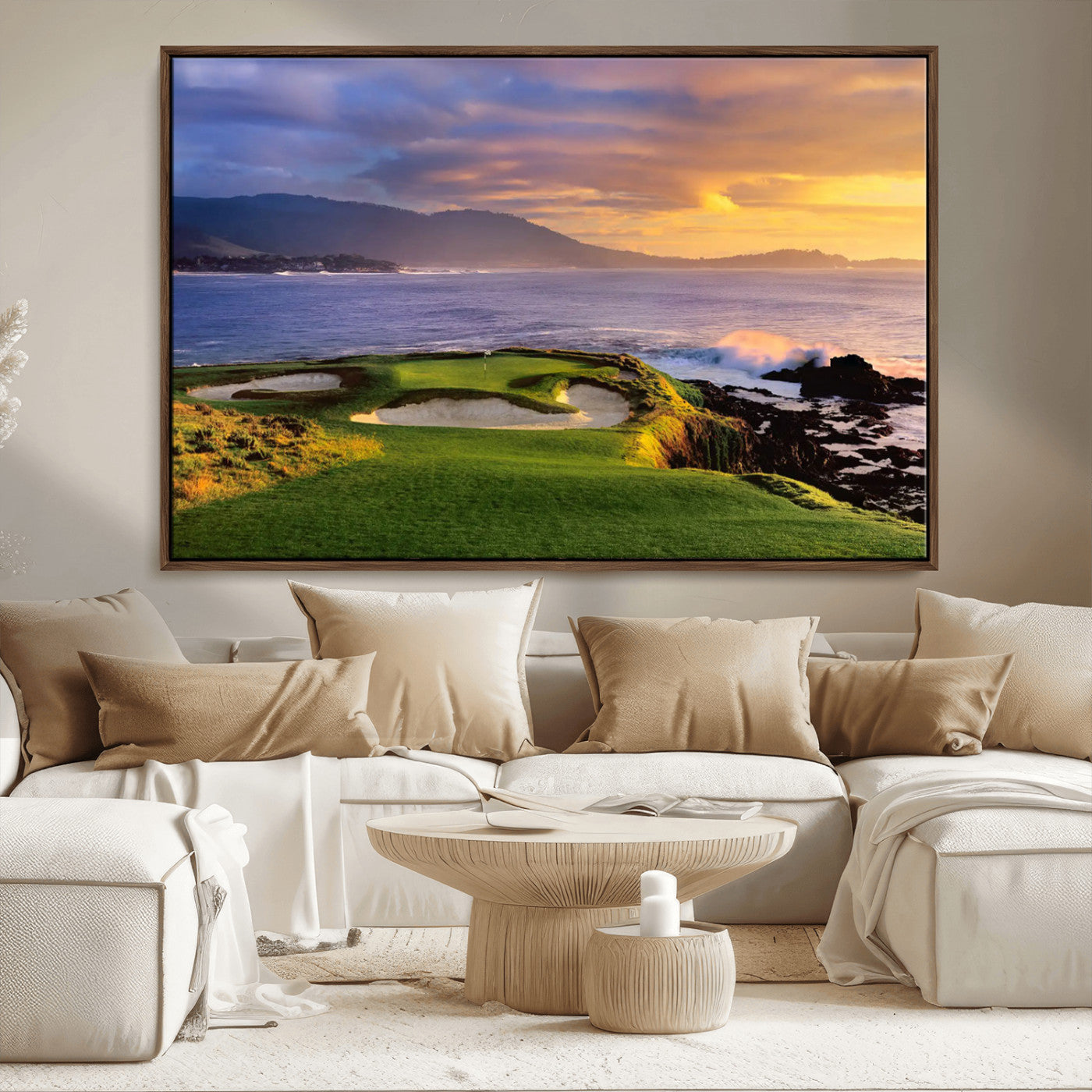 73699248-MGV-CV-36X24-Pebble Beach Golf Wall Art Canvas Print – Iconic Coastal Golf Course Artwork for Home, Office, Living Room