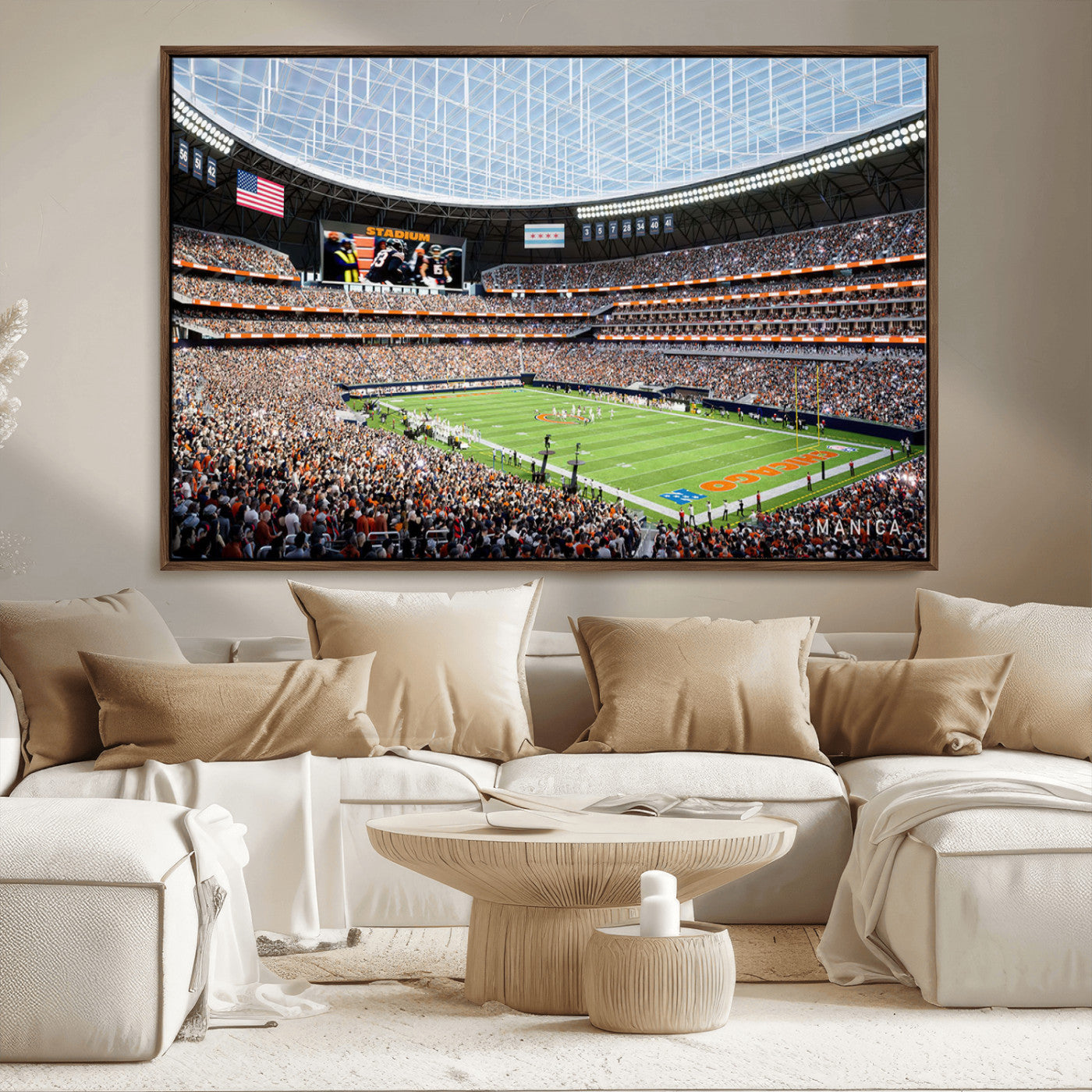 -Chicago Bears Soldiers Field Wall Art Canvas Print – Framed Football Stadium Artwork for Home, Office, Living Room