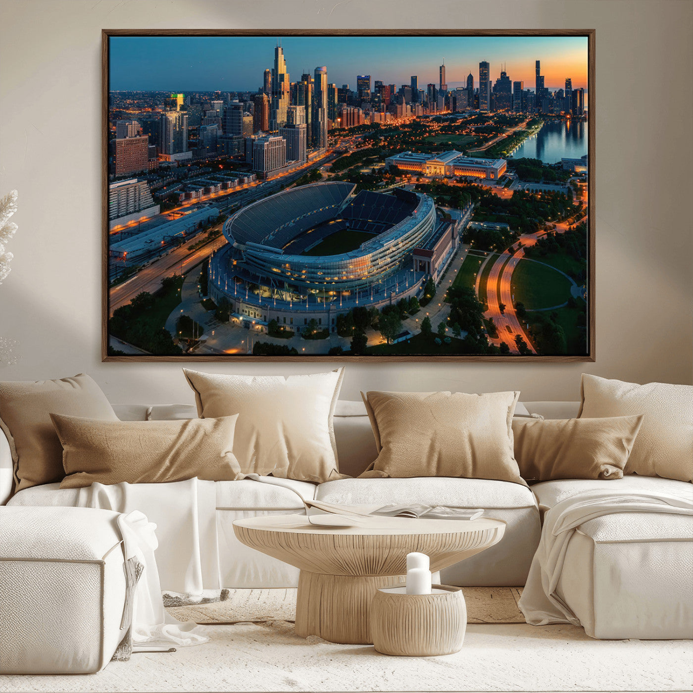 -Chicago Bears Soldiers Field Wall Art Canvas Print – Framed Football Stadium Artwork for Home, Office, Living Room